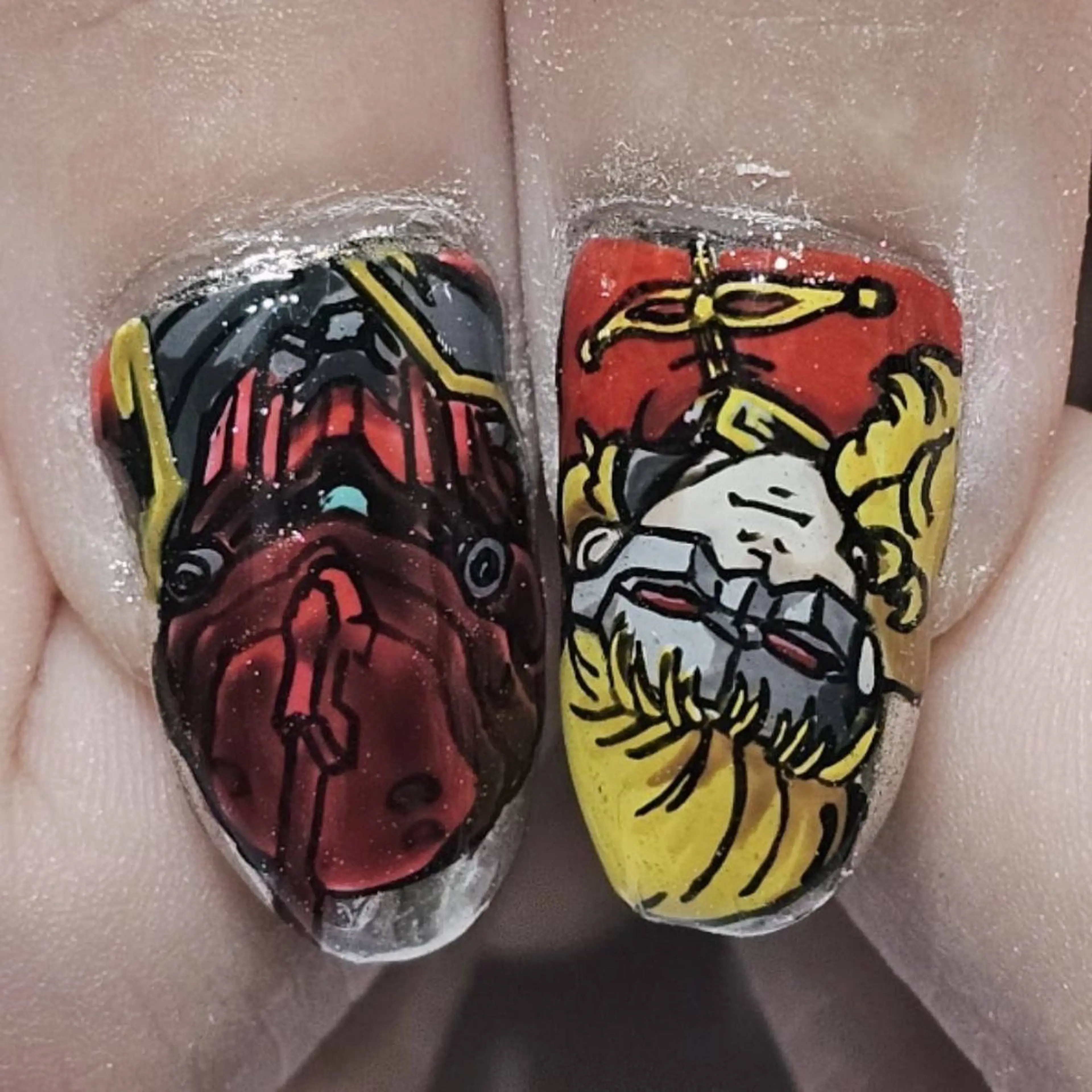 ネイル アートネイル ラメ(グリッター) ワンカラーネイル 赤色 ハンドネイル よしだ ひろきのネイルデザイン