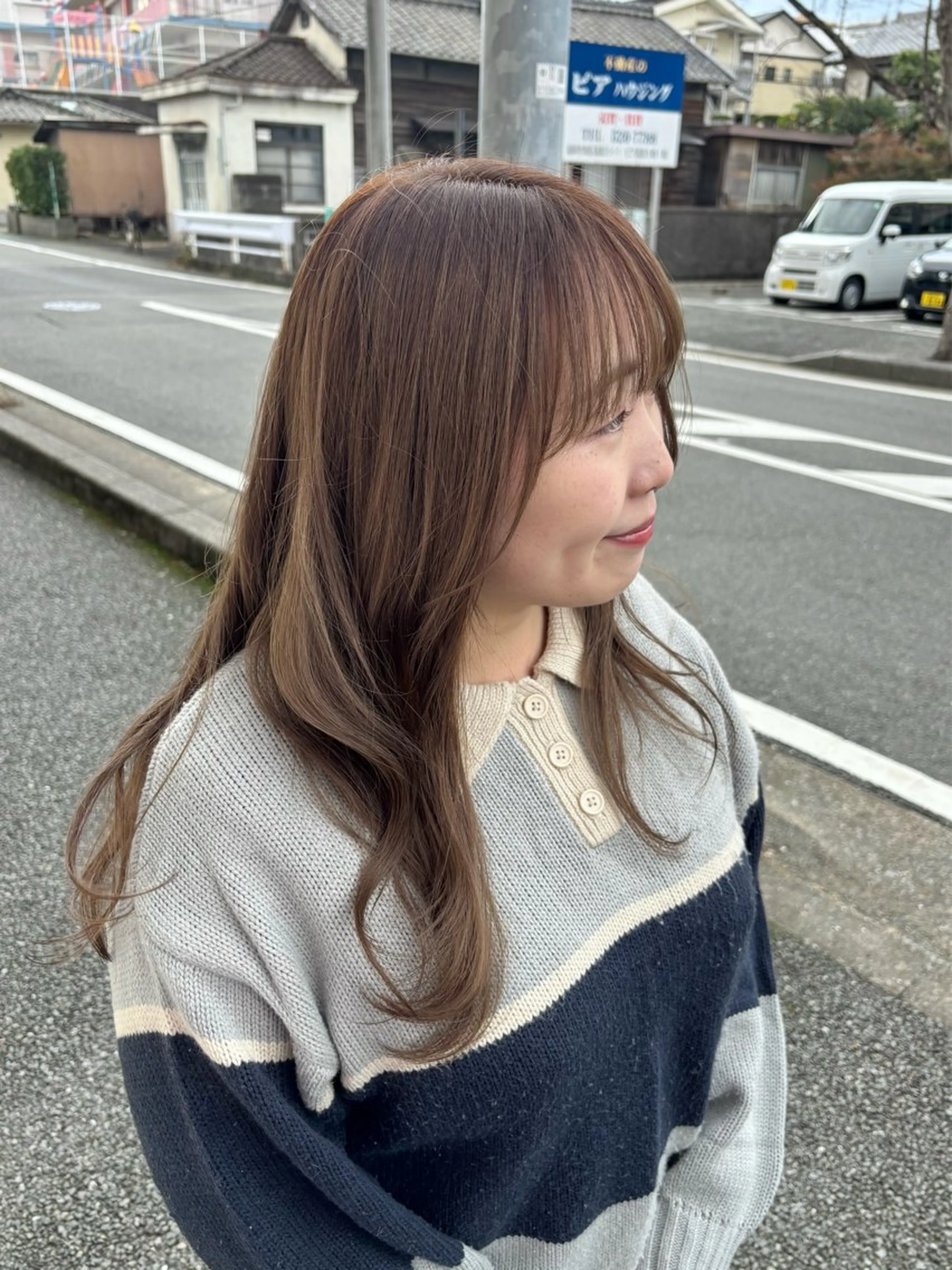 ロング カラー ベージュカラー オリーブベージュ ヘアカラー miku ヘアセット/着付けのヘアスタイル