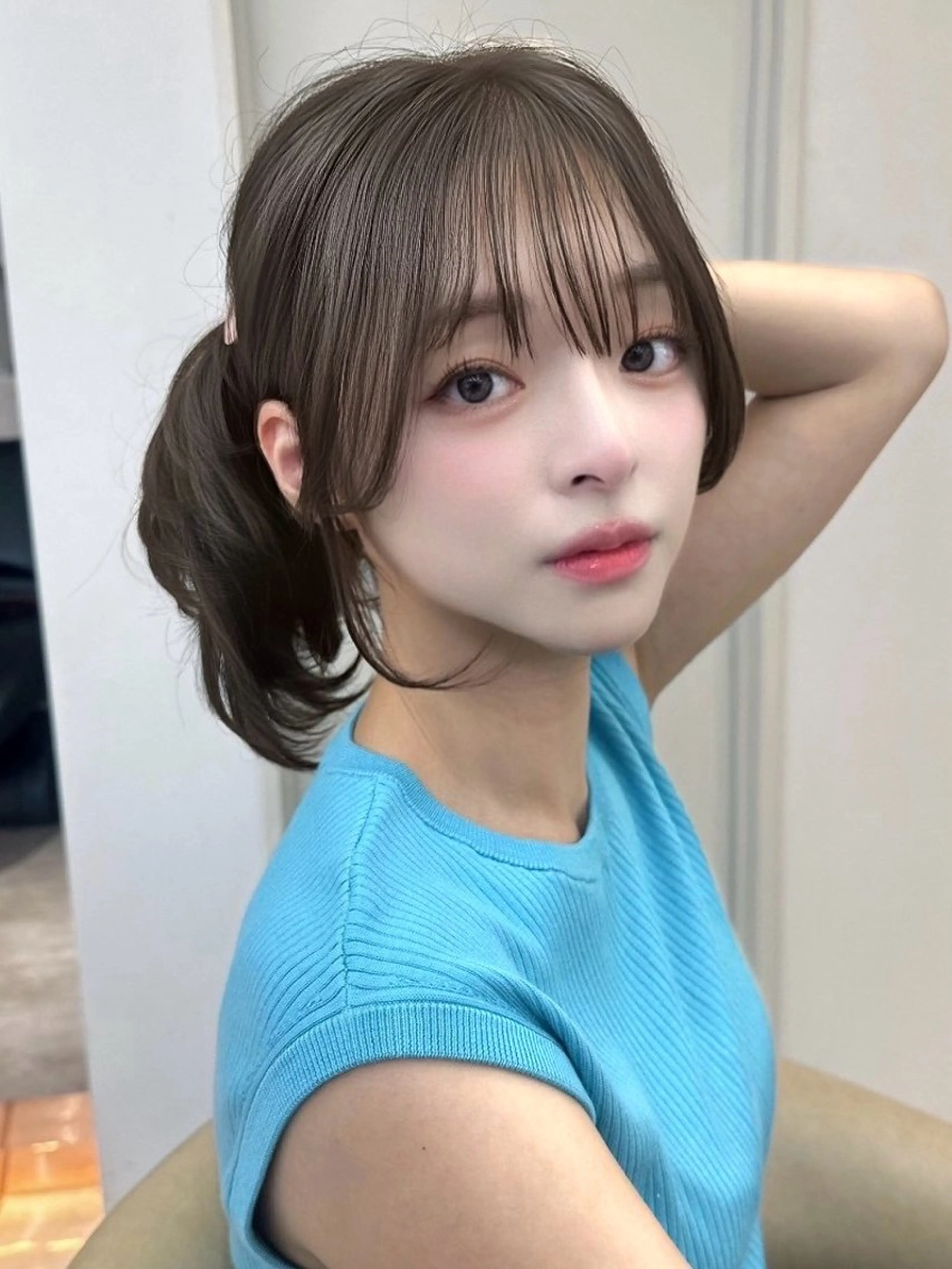 ミディアム カット 縮毛矯正 トリートメント レイヤー/韓国❣️ 髪質改善/e_kiのヘアスタイル