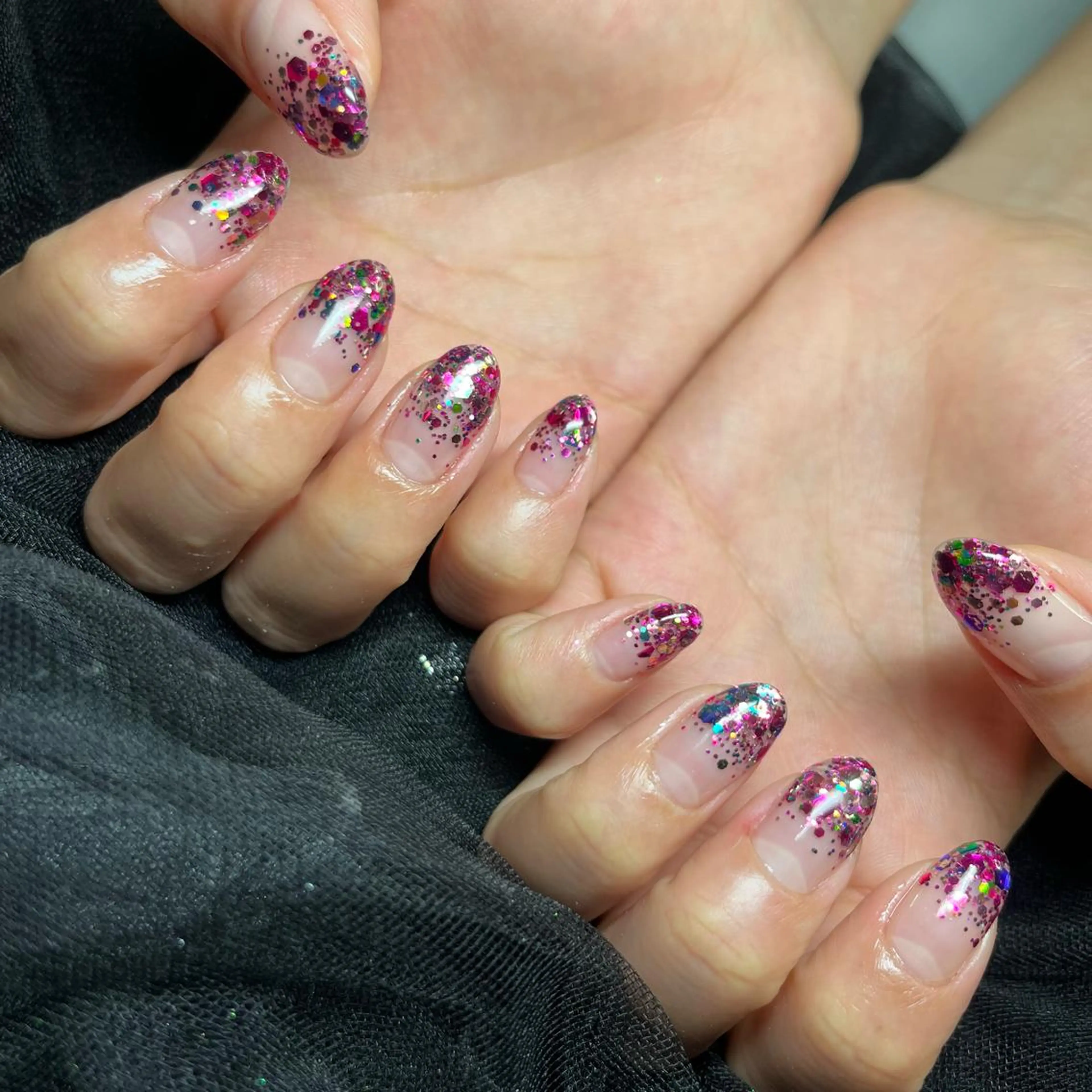 ネイル ラメ(グリッター) ラメグラデーション 森 まりなのネイルデザイン