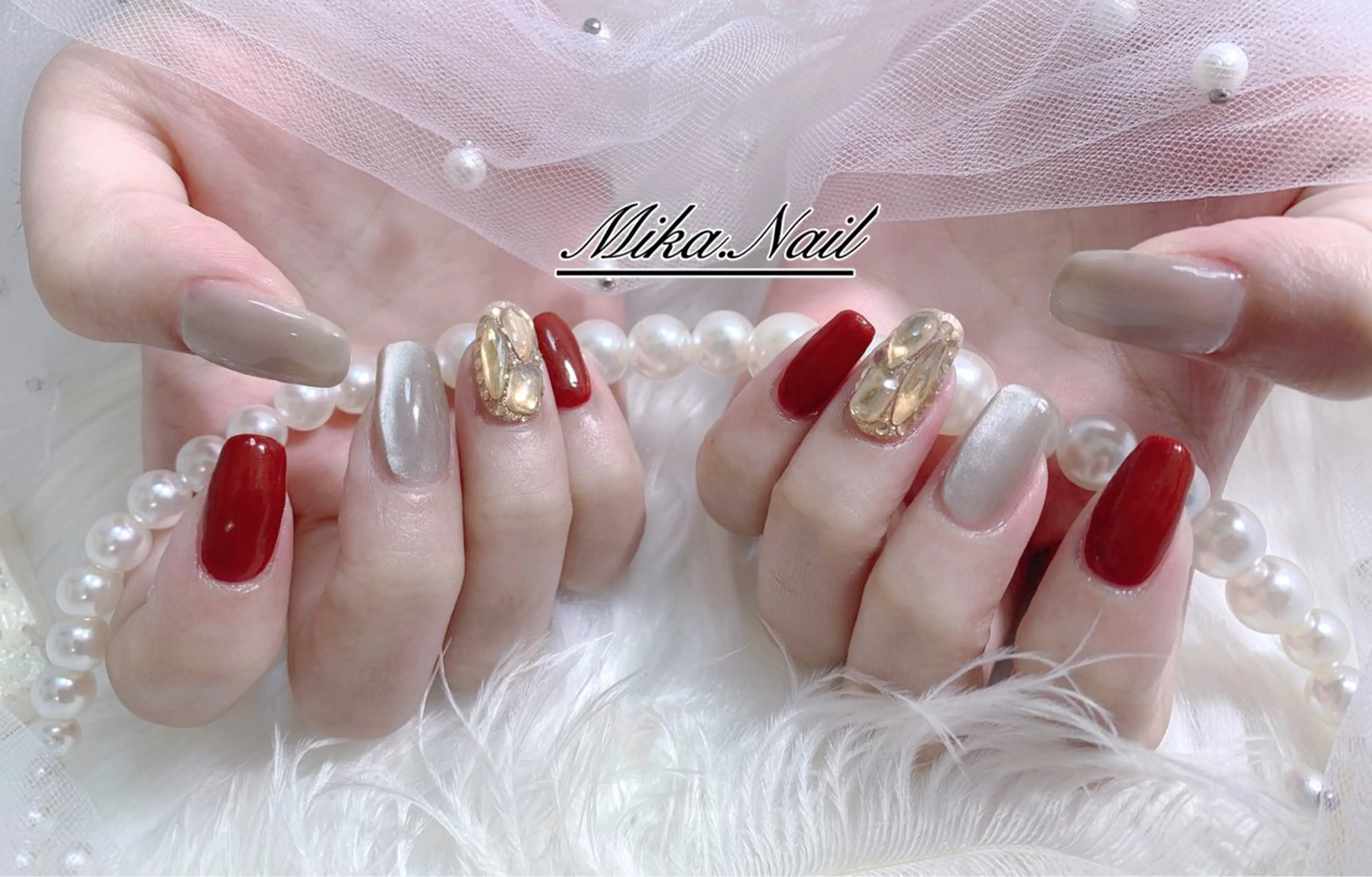 ネイル ストーンネイル Mika Nailのネイルデザイン