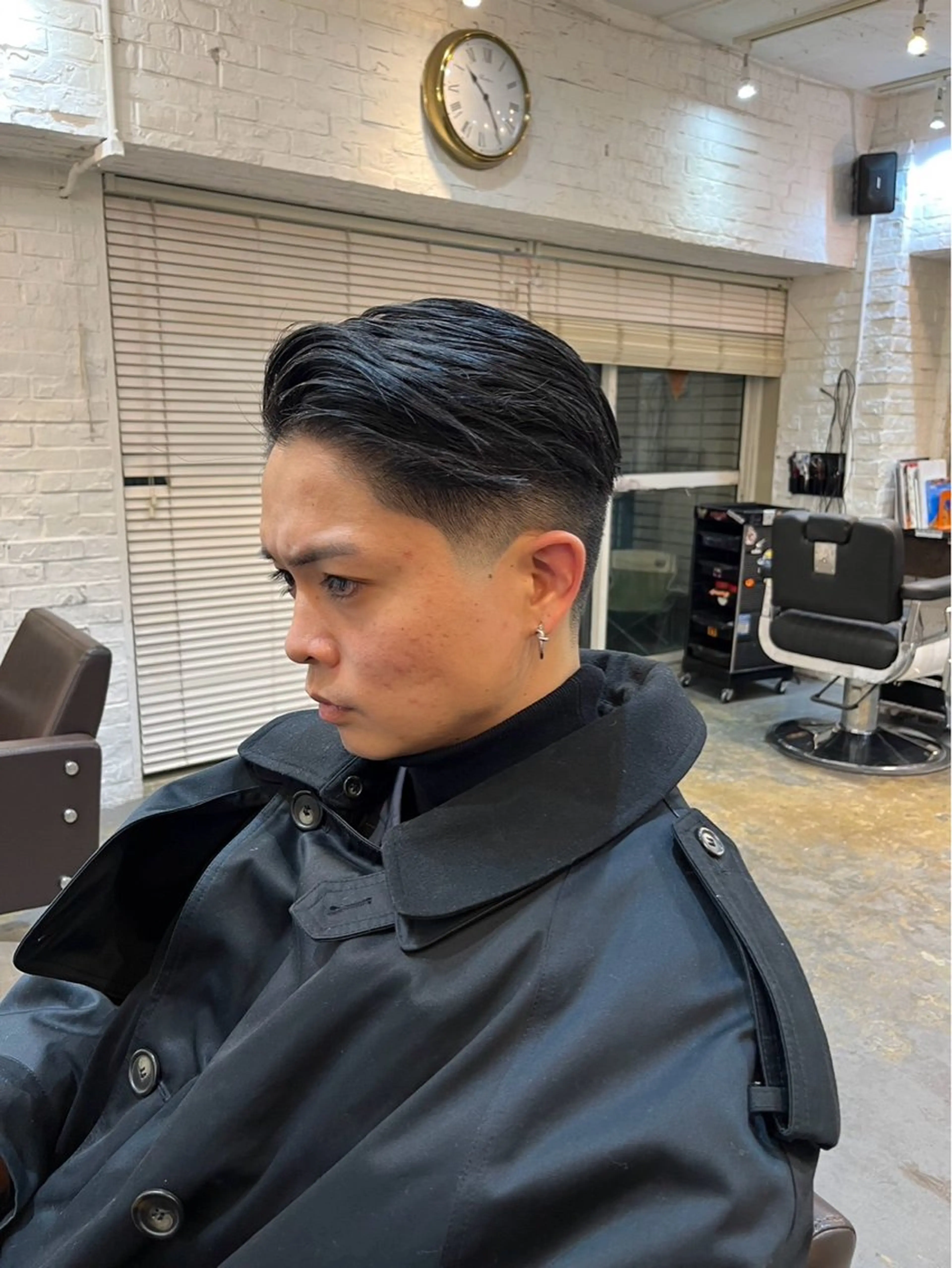 ショート メンズ オールバック センターパート ダウンパーマ フェードカット メンズハイライト カット トリートメント 💈メンズ特化💈 TASUKUのヘアスタイル