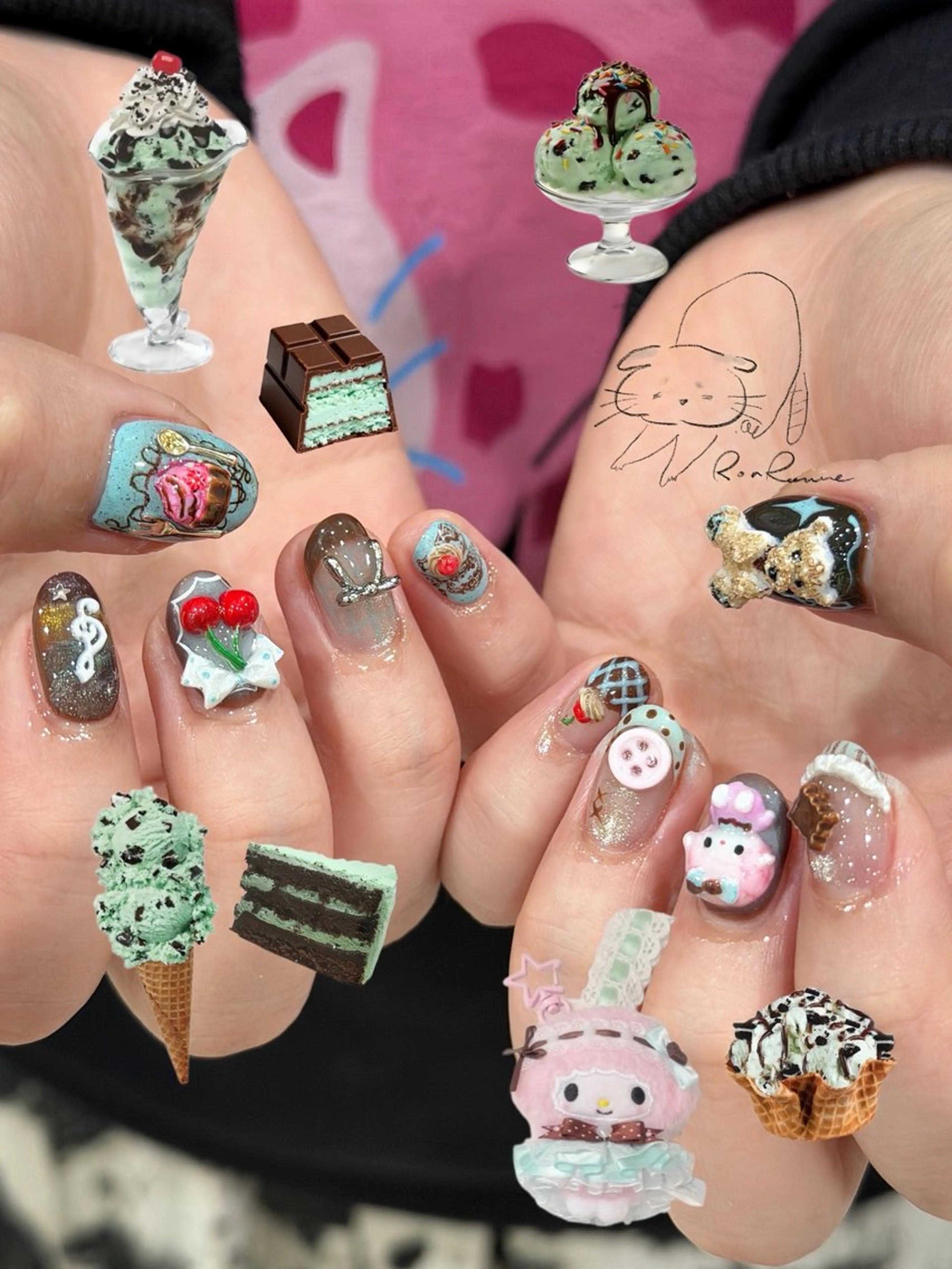 ネイル オーロラネイル 長さ出し フレンチネイル ジェルネイル ミラーネイル ハンドネイル ronronne .のネイルデザイン