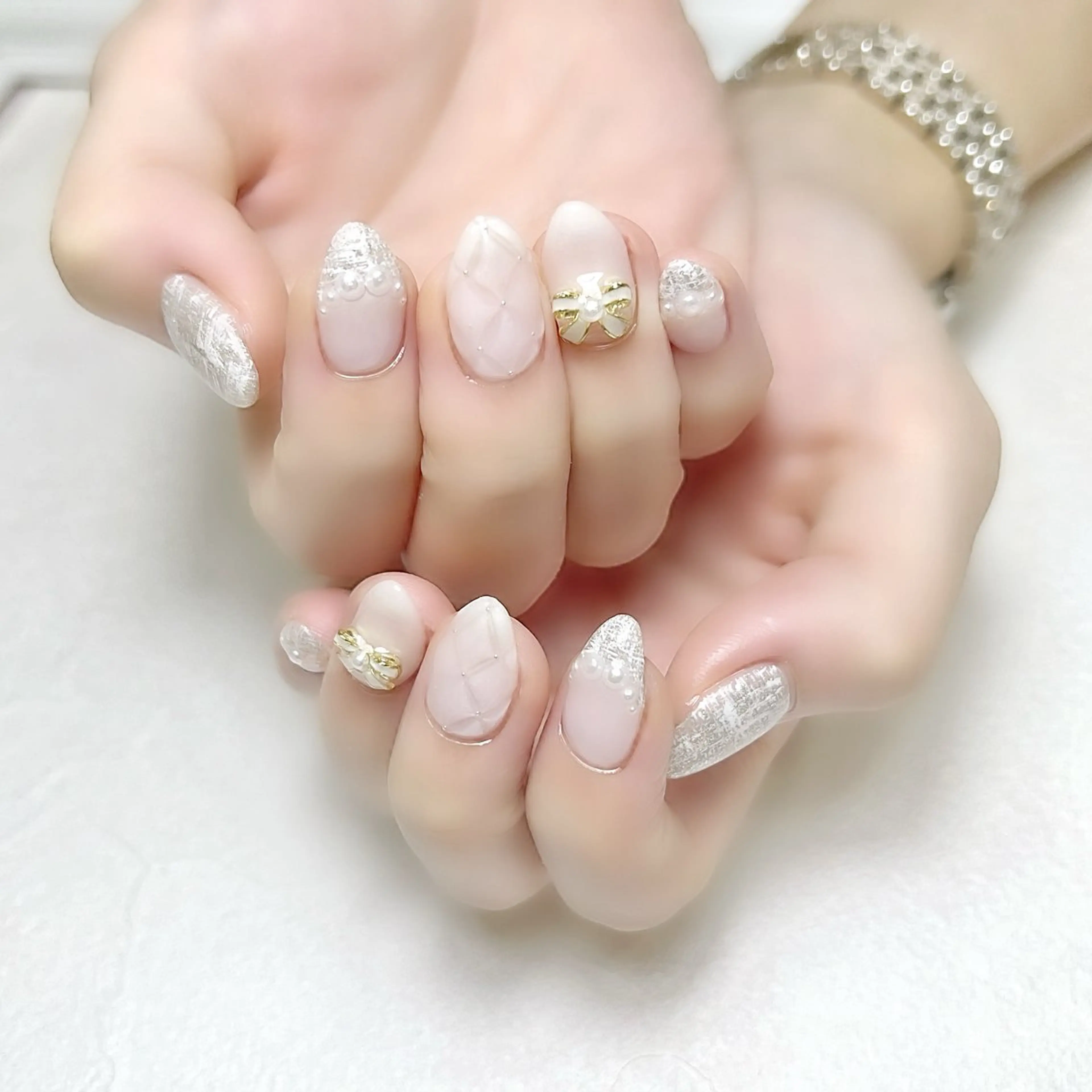ネイル フレンチネイル ラメ(グリッター) ツイードネイル ワンホンネイル rouse nail RISATOのネイルデザイン