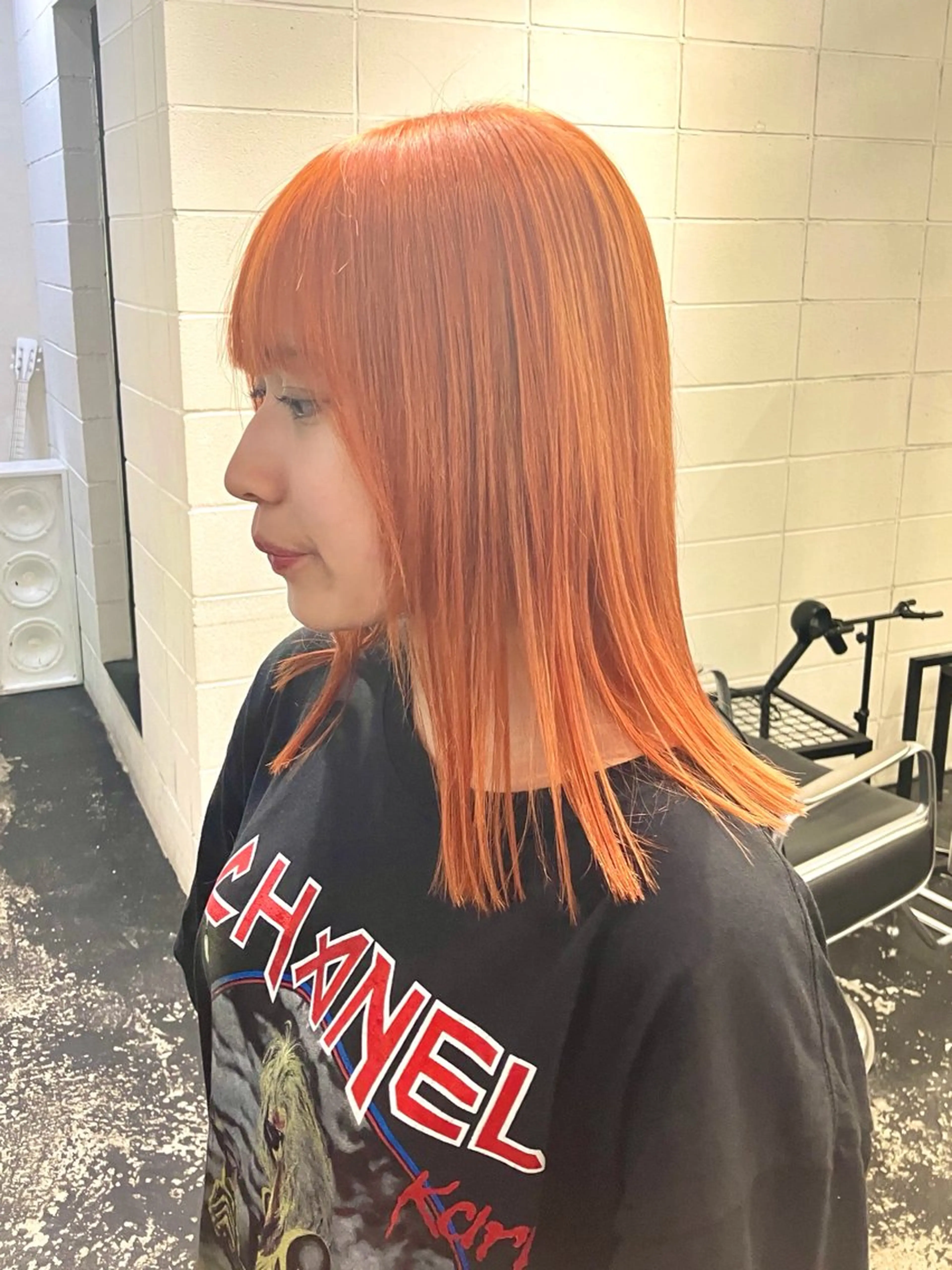 セミロング カラー オレンジ 顔周りカット カット ヘアカラー トリートメント ryuei /原宿のヘアスタイル