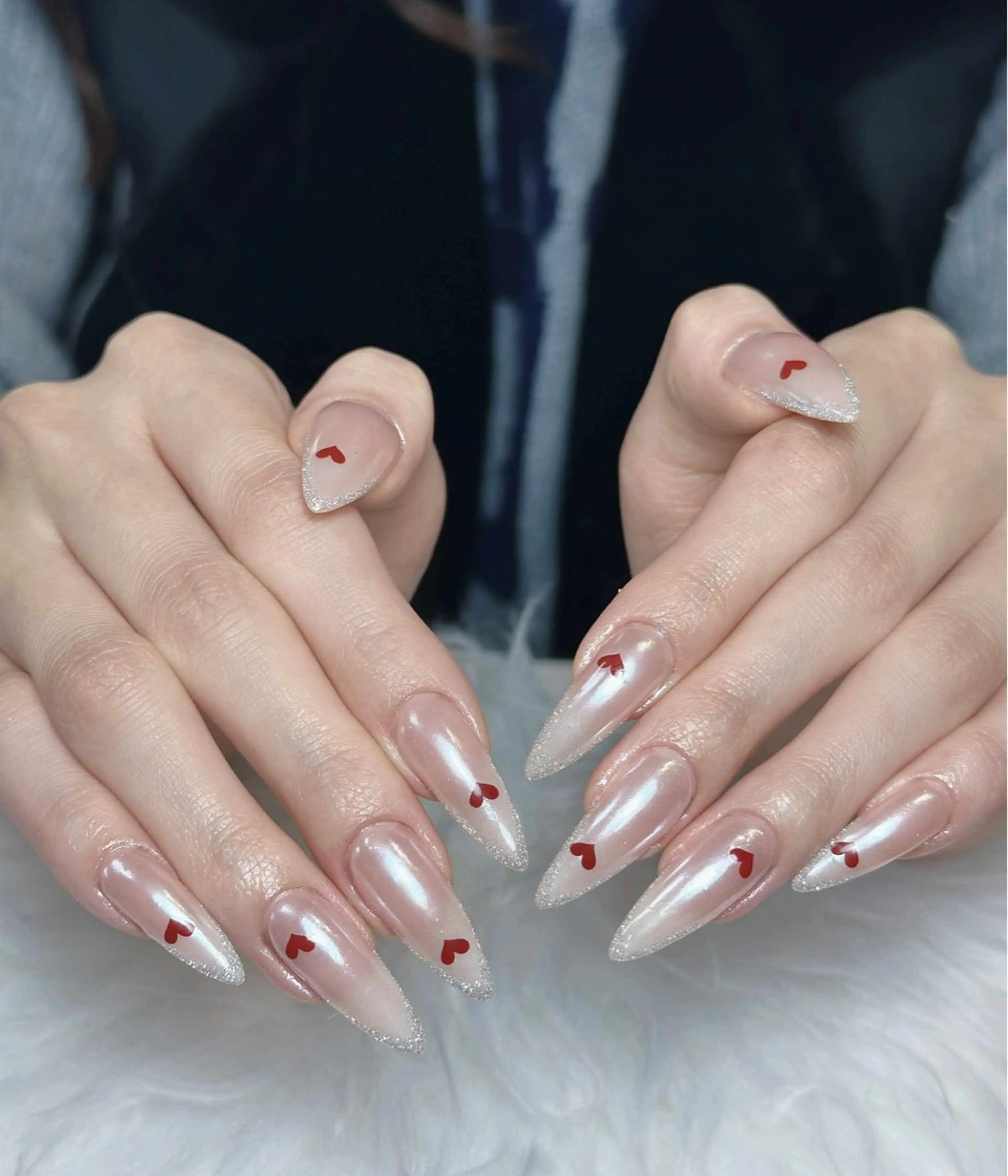 ネイル オーロラネイル ボルドー ブラウン 氷ネイル・うるうるネイル キラキラネイル ハンドネイル Julli NailStudioのネイルデザイン