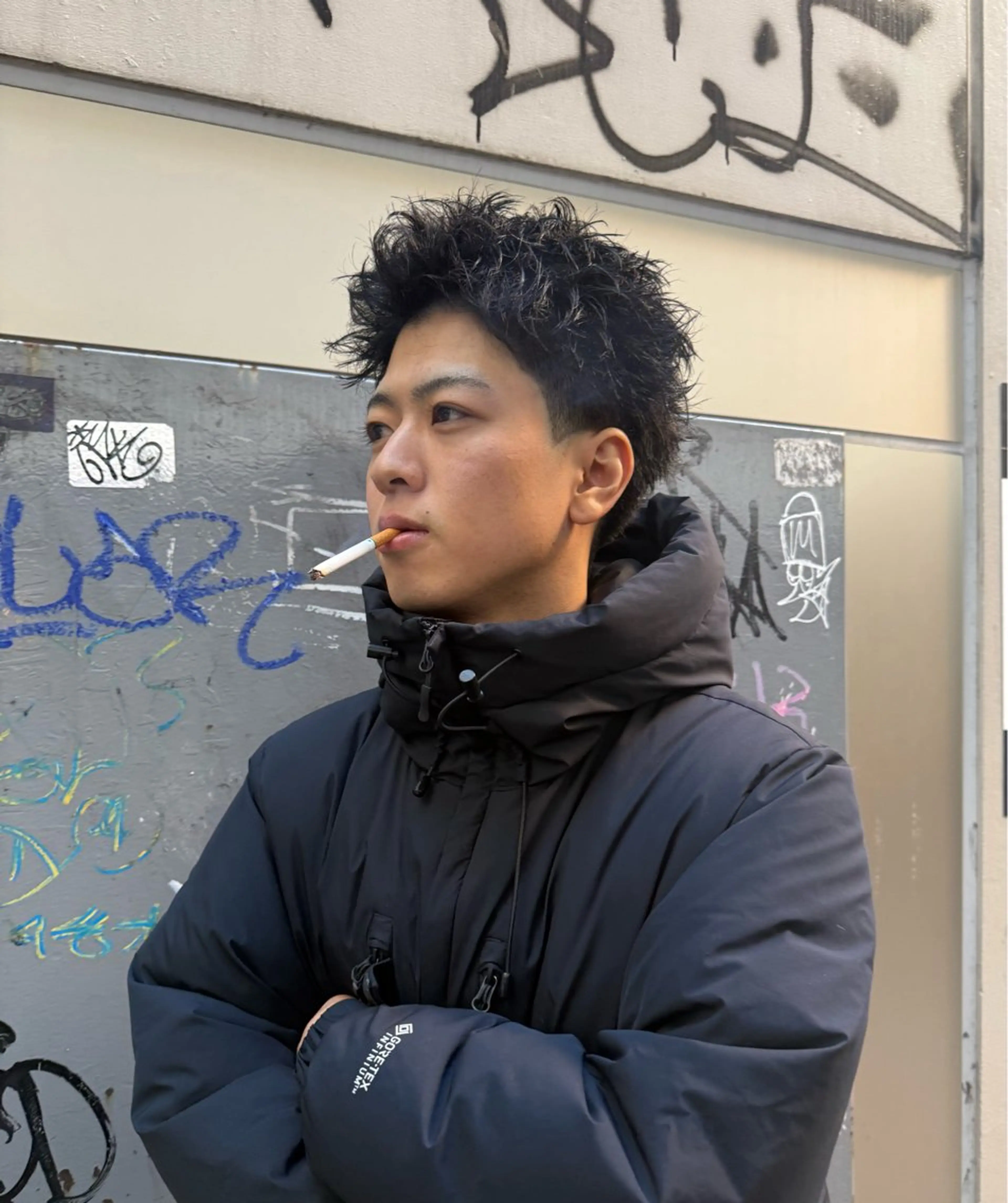 ショート パーマ メンズ メンズパーマ スパイキーショート ショートヘア カット パーマ メンズショート/ピン パーマ/新宿/フウガのヘアスタイル