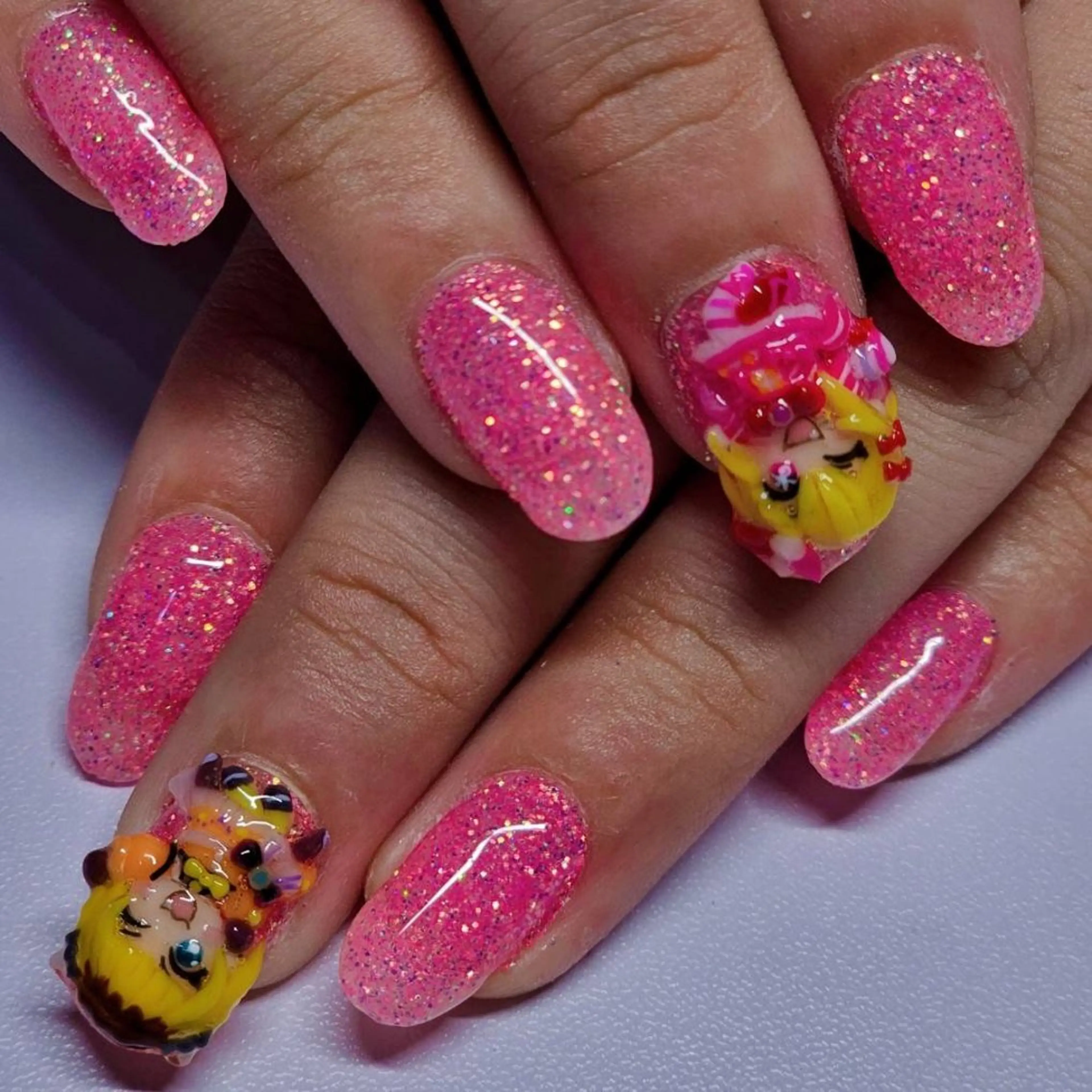 ネイル アートネイル ラメ(グリッター) ワンカラーネイル ピンク ハンドネイル よしだ ひろきのネイルデザイン