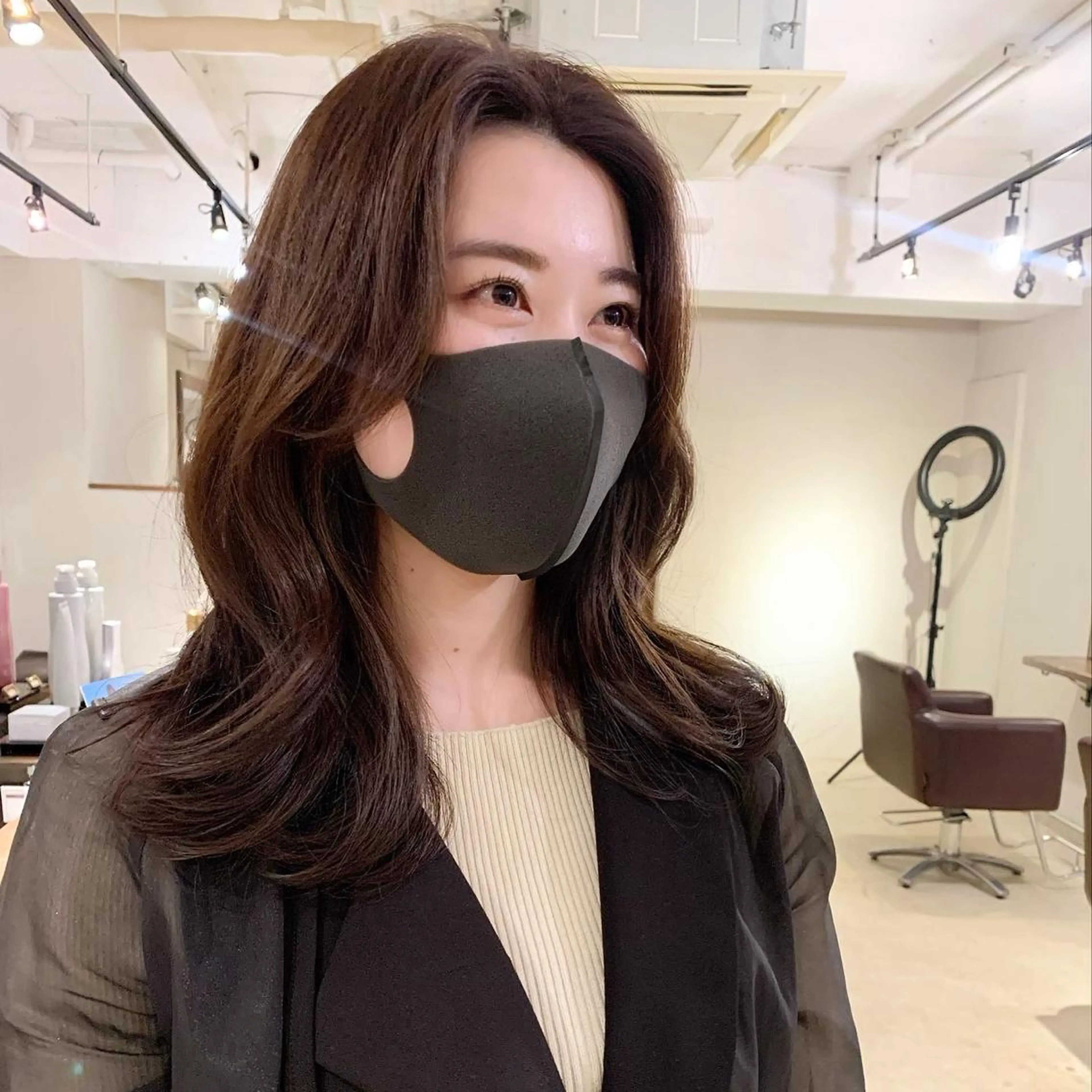 ミディアム カラー 透明感/オリーブ/ グレージュ/YUKAのヘアスタイル