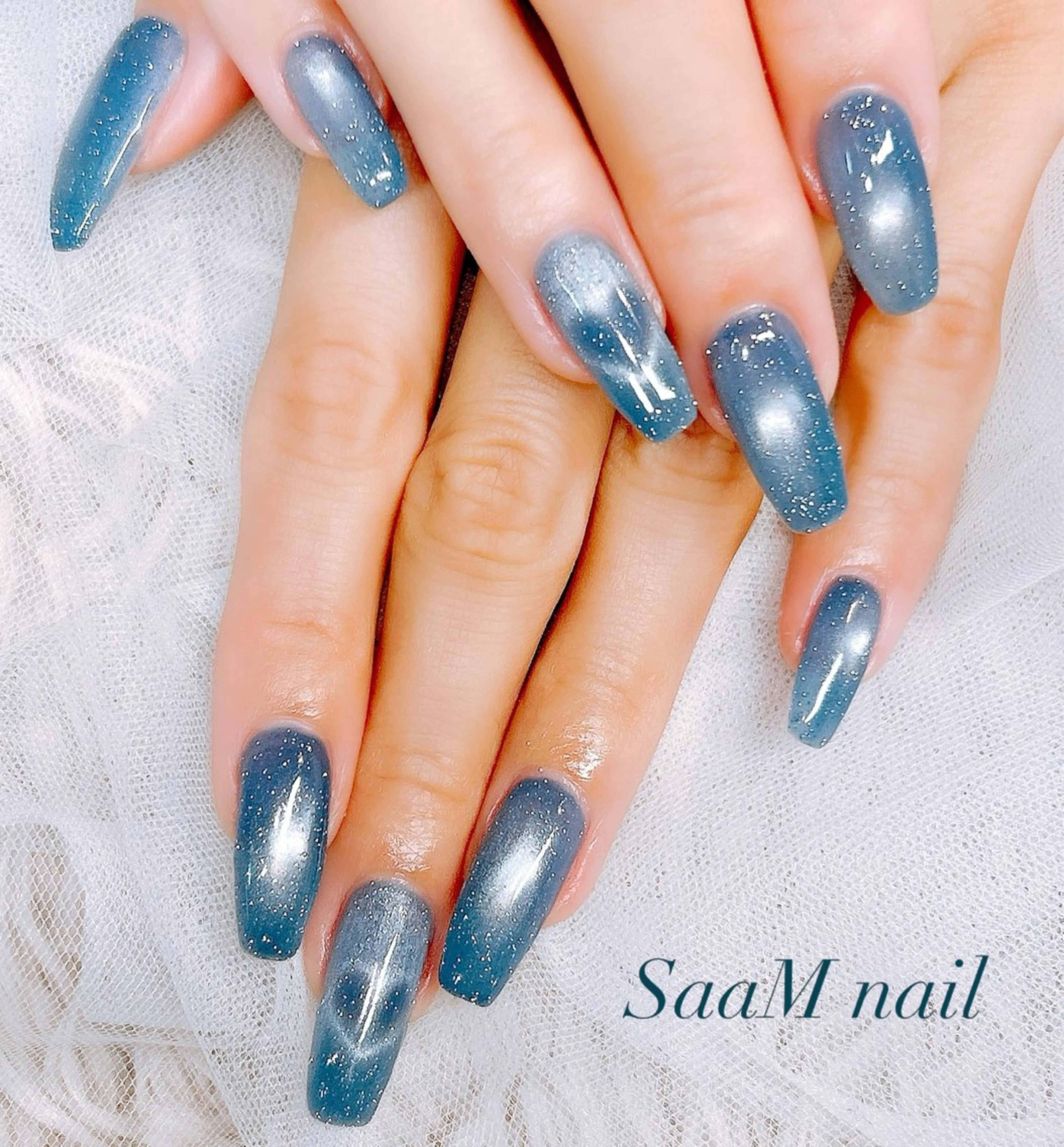 ネイル 長さ出し マグネットネイル マグネットワンカラー ワンカラーネイル ハンドネイル SaaM nailのネイルデザイン