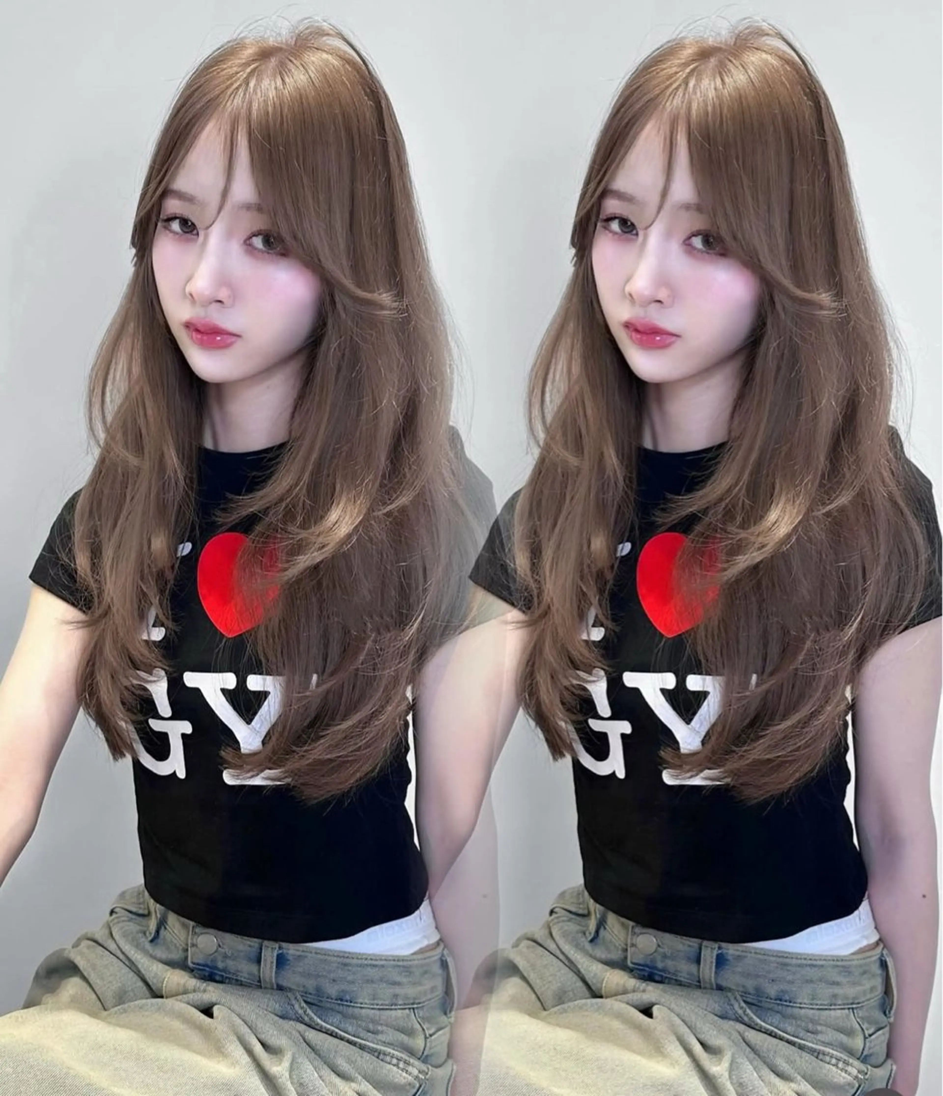 ロング カラー ブリーチ ダブルカラー ブリーチなしカラー 韓国風ヘア レイヤーカット カット ヘアカラー トリートメント ワンホン🎀韓国ヘア 💞渋谷/GAKUのヘアスタイル