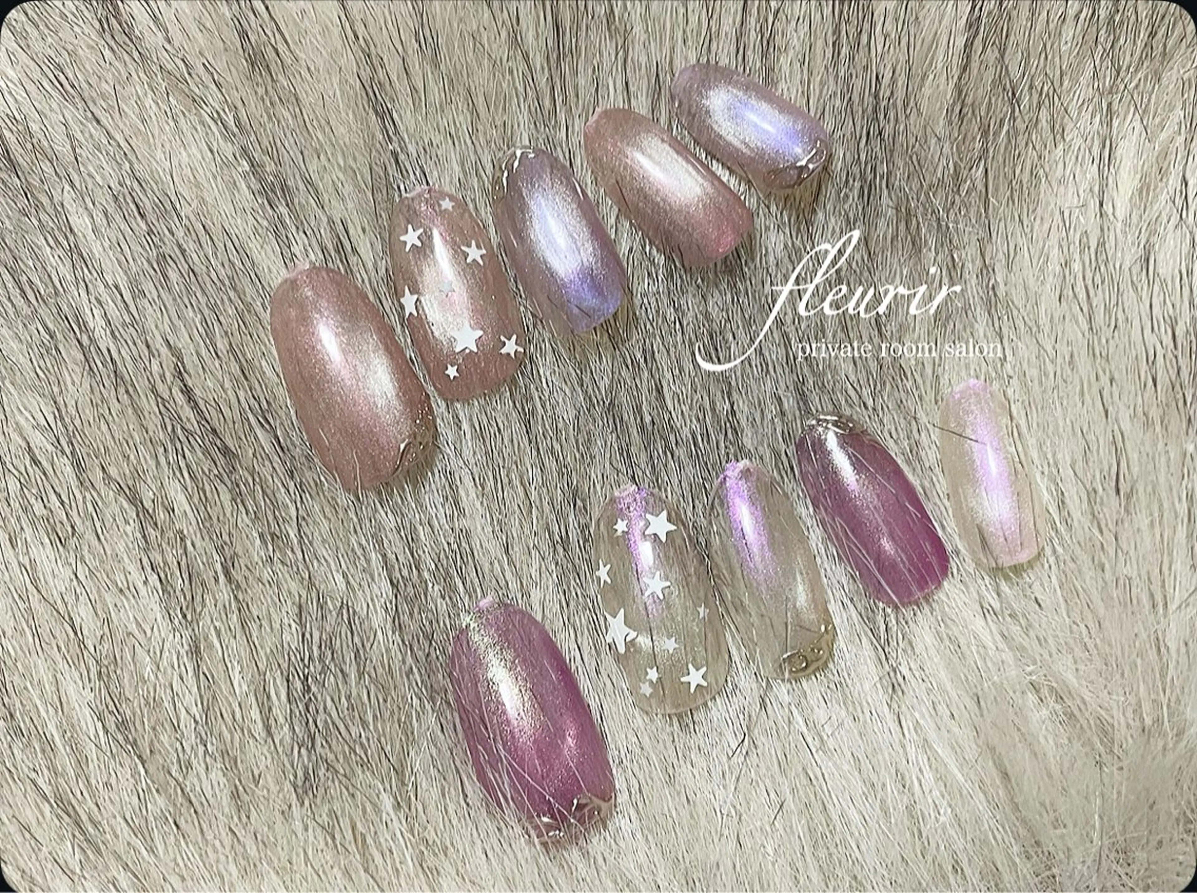 ネイル アートネイル グリーン マグネットネイル ミラーネイル ピンク フルリール 【プライベートサロンのネイルデザイン