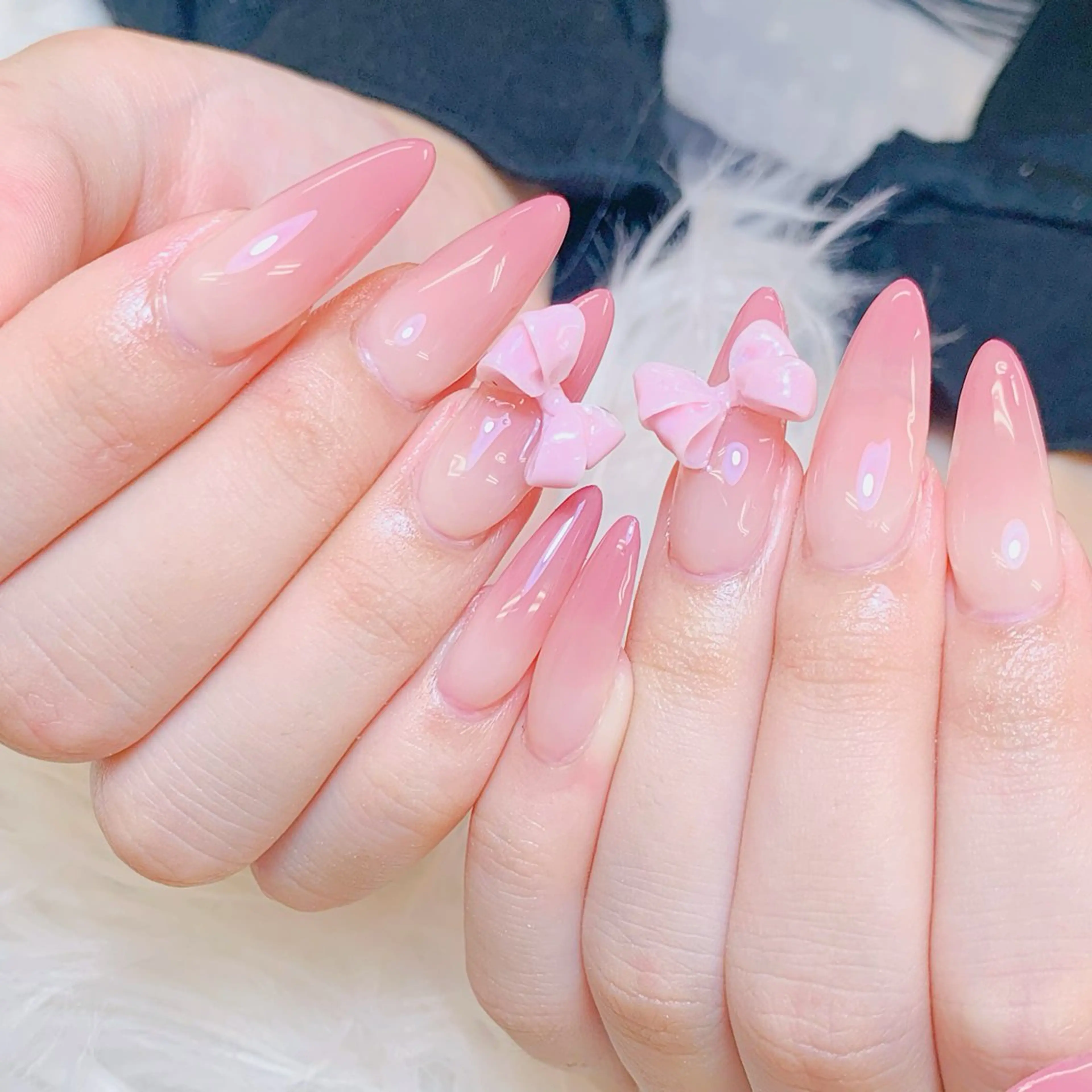 ネイル チークネイル 長さ出し フラッシュネイル フレンチネイル グラデーション ハンドネイル AN NAIL SALONのネイルデザイン
