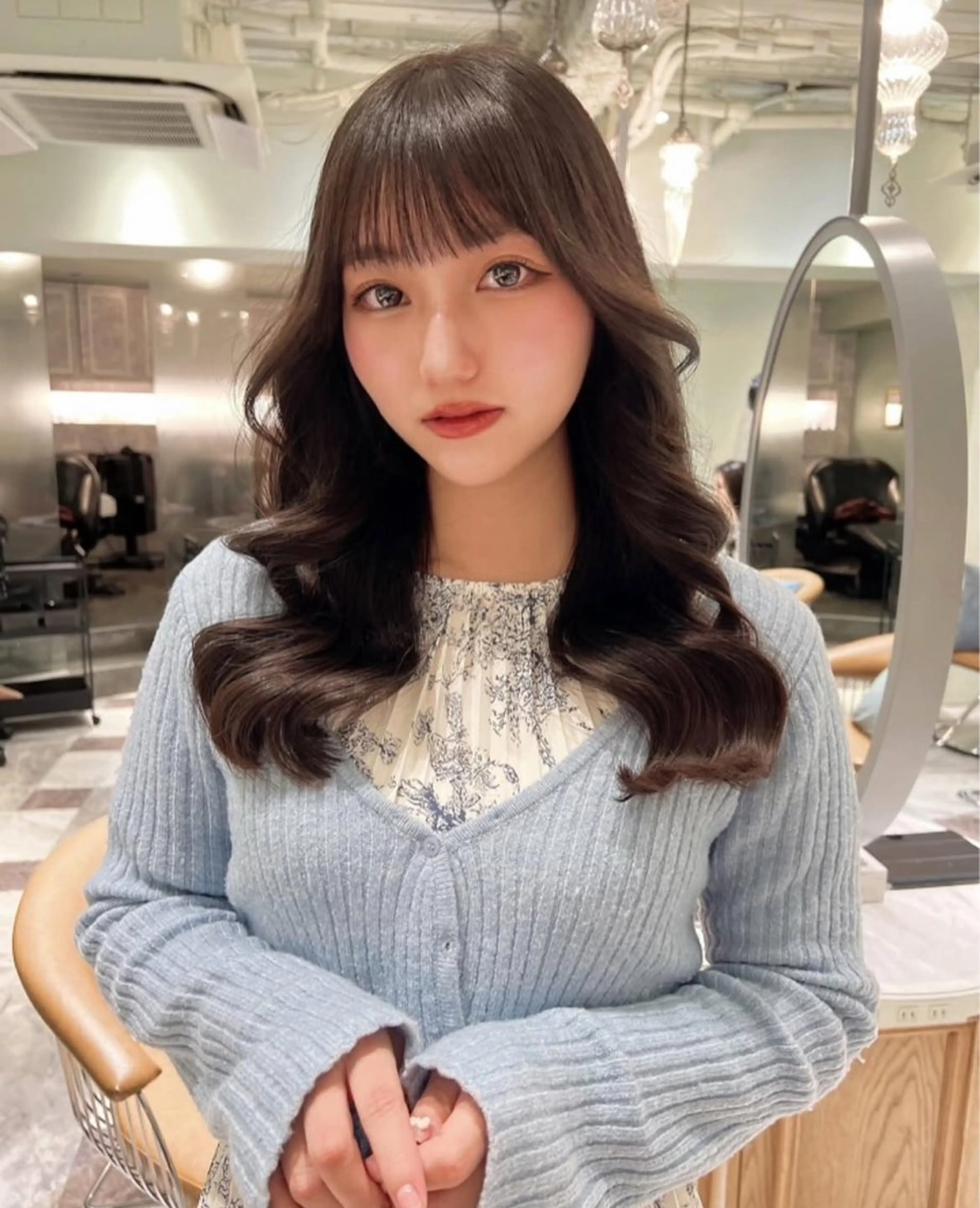 ロング ボブ ハイライト 髪質改善 みく/韓国風艶カラー /透明感カラーのヘアスタイル