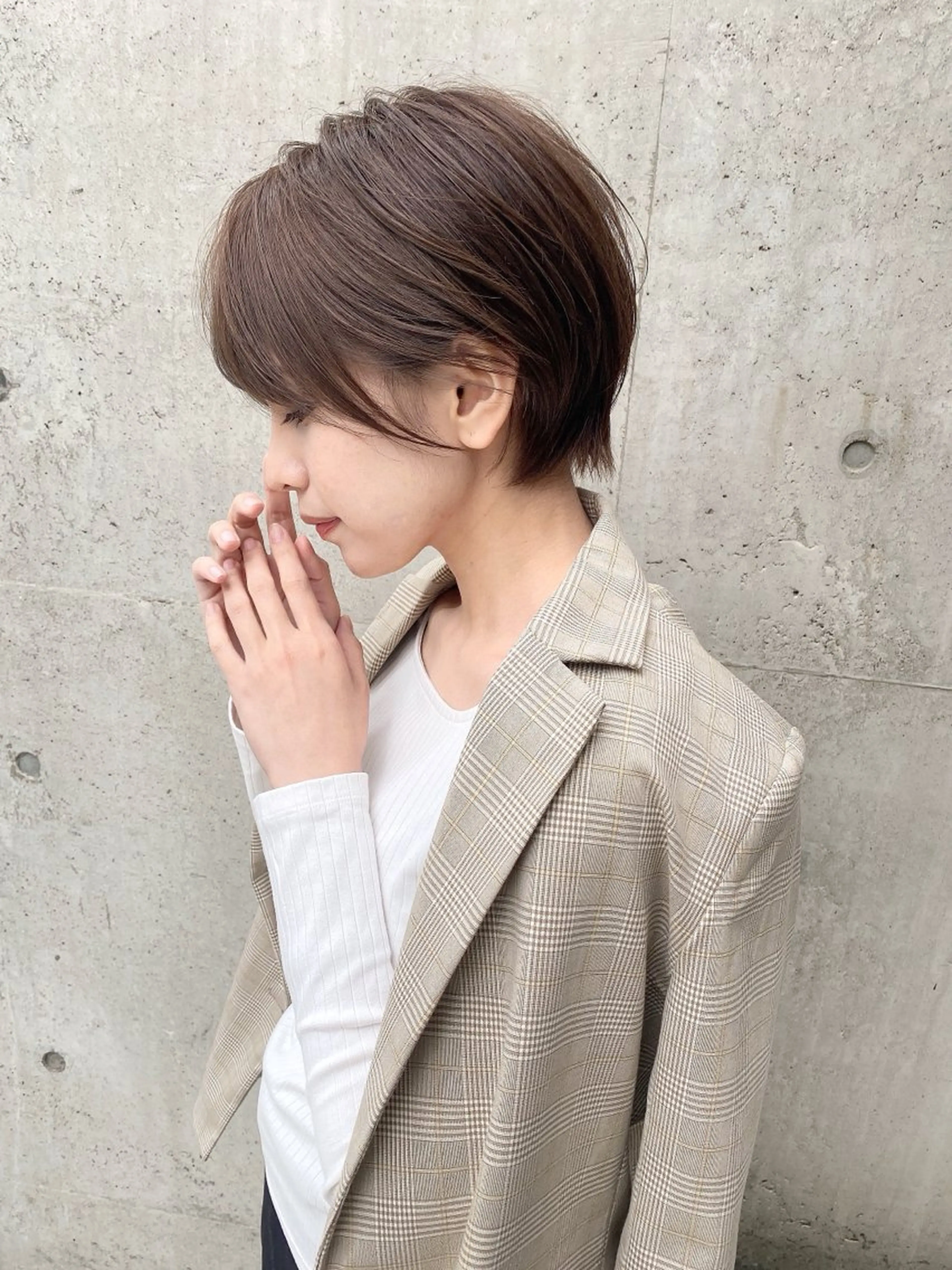 ショート カラー ショートヘア トリートメント 木屋元一/透明感 /前髪/ショートボブのヘアスタイル