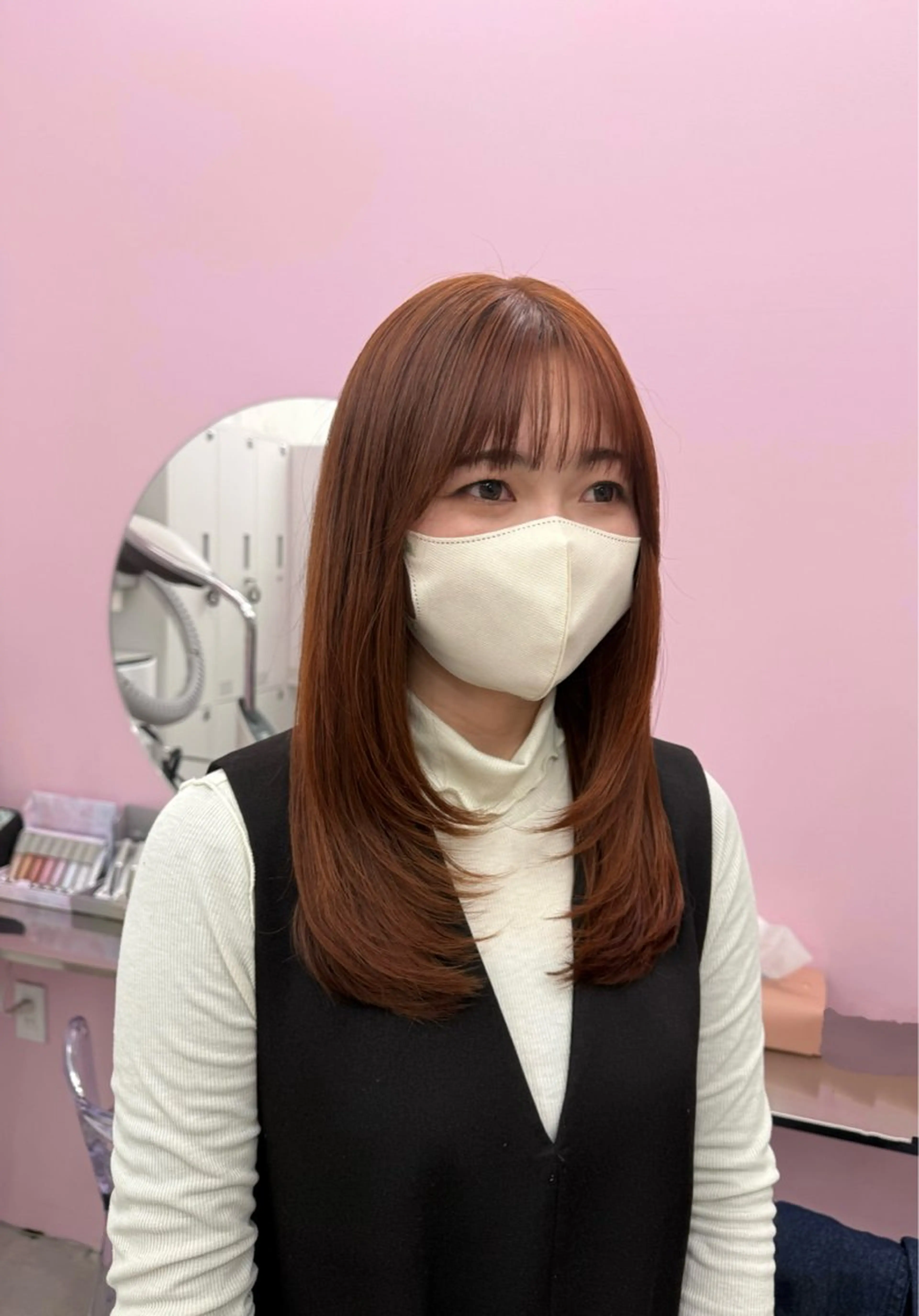 セミロング レイヤーカット カット ヘアカラー トリートメント 髪質改善×ブリーチ なしカラー/桃愛のヘアスタイル
