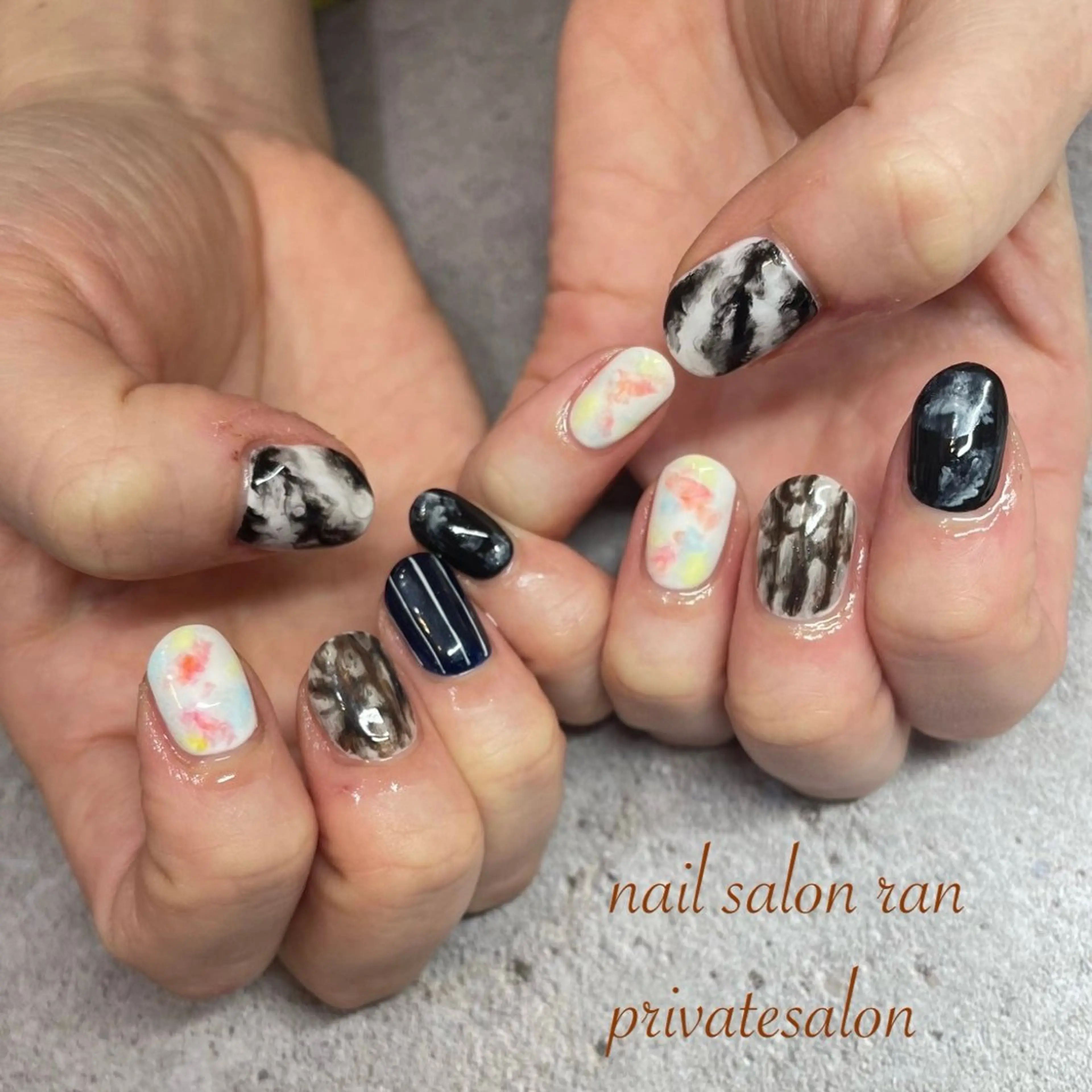ネイル 大理石ネイル(マーブル) ハンドネイル ハンドケア nailsalon ranのネイルデザイン