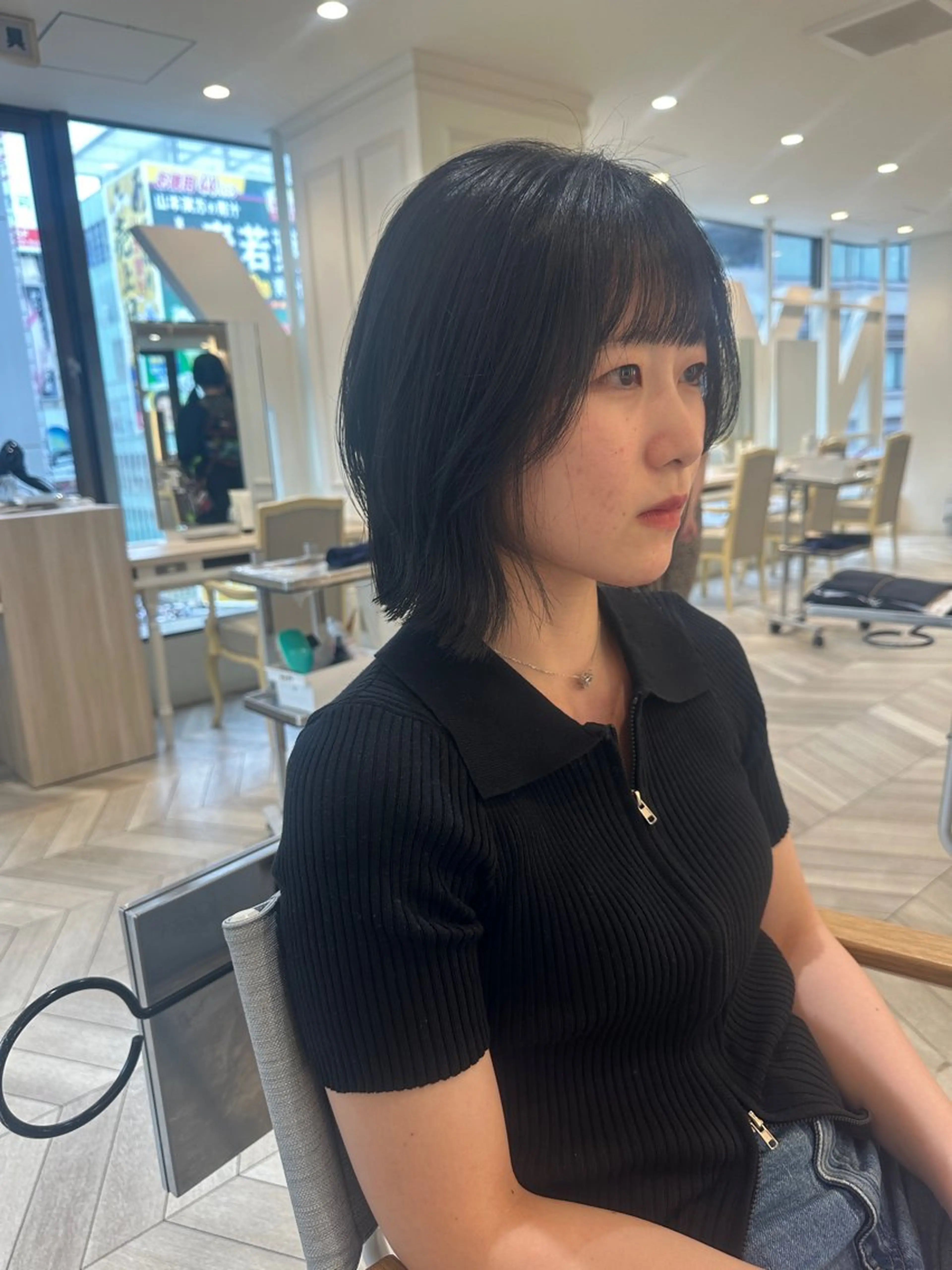 ミディアム ボブレイヤー ボブ レイヤーカット カット 小顔レイヤー/ ベージュ🤍Rieのヘアスタイル