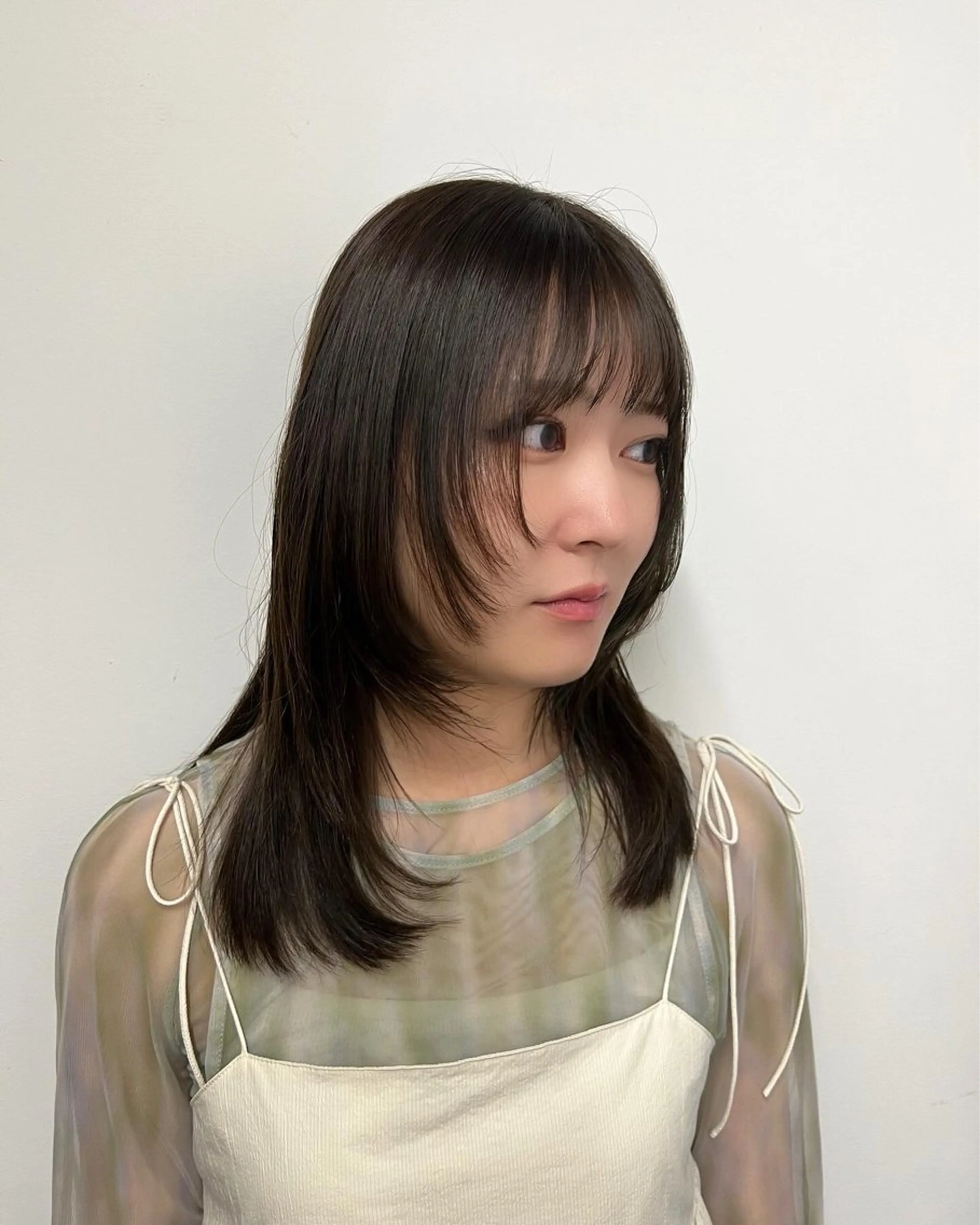 セミロング カット ヘアカラー 土田かほ/本日🈳 透明感カラー🍃のヘアスタイル