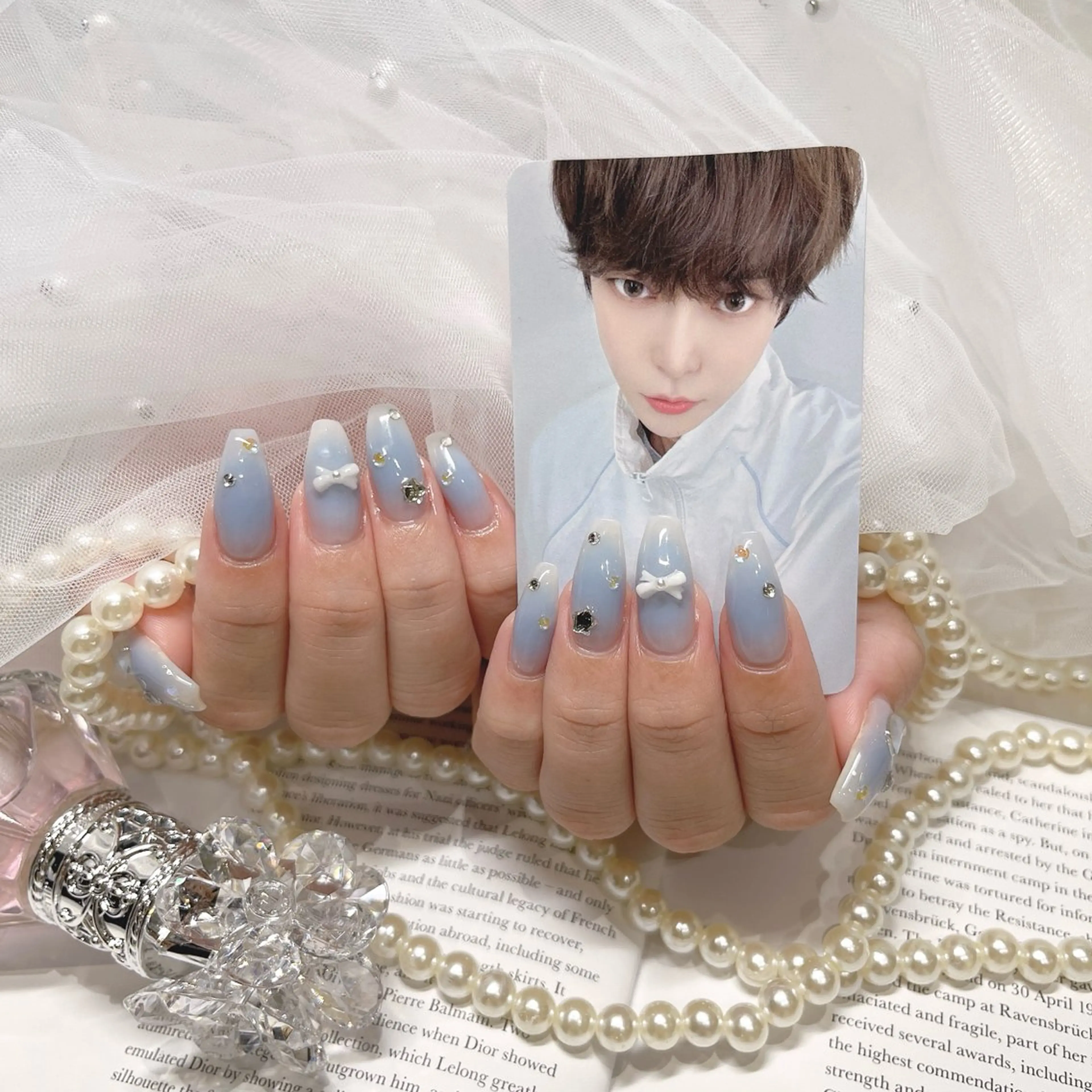 ネイル ブルー チークネイル momoka 心斎橋nailのネイルデザイン