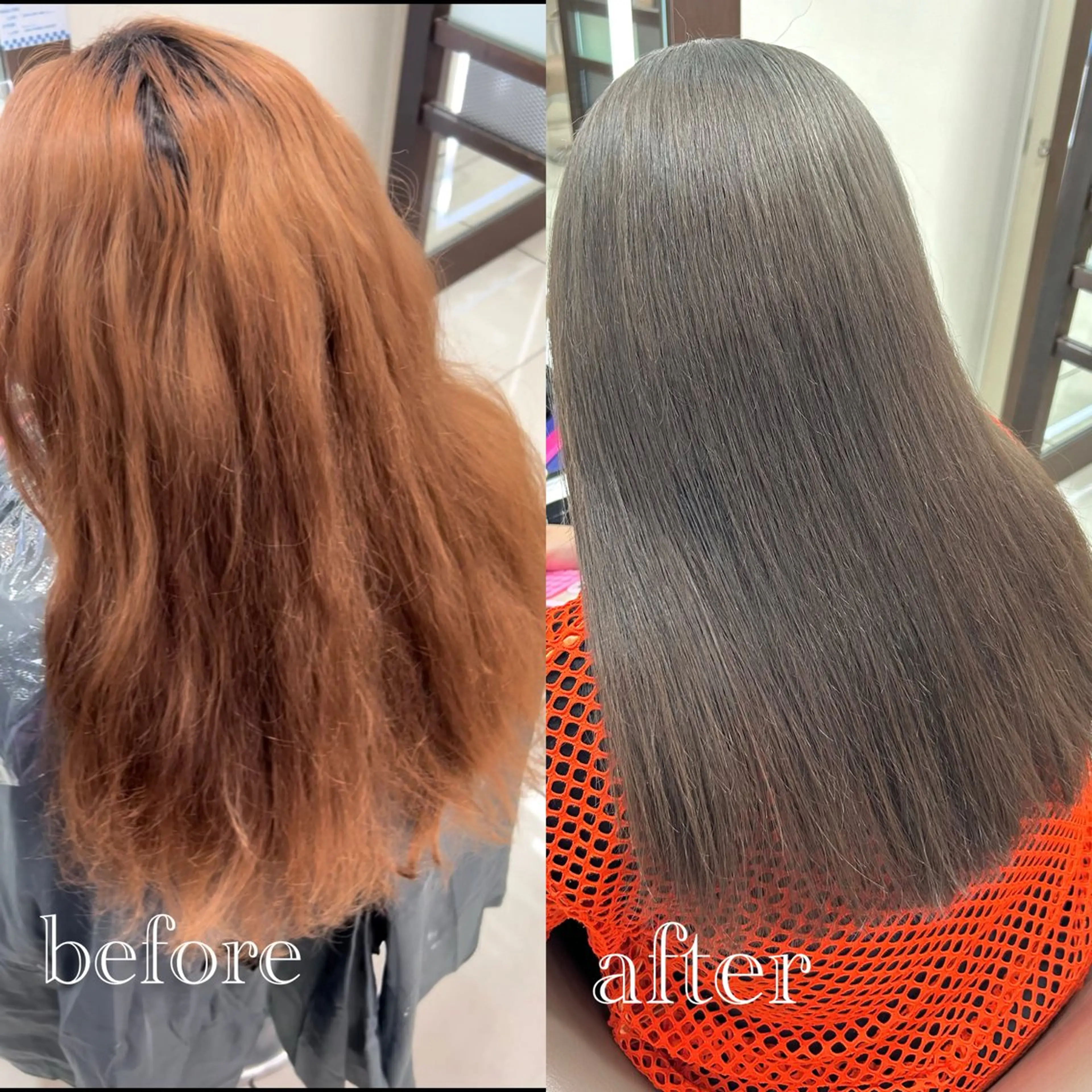 ロング カラー ブリーチ グレージュ オリーブグレージュ オリーブグレー ハイトーン👱‍♀️ エクステ/彩花のヘアスタイル