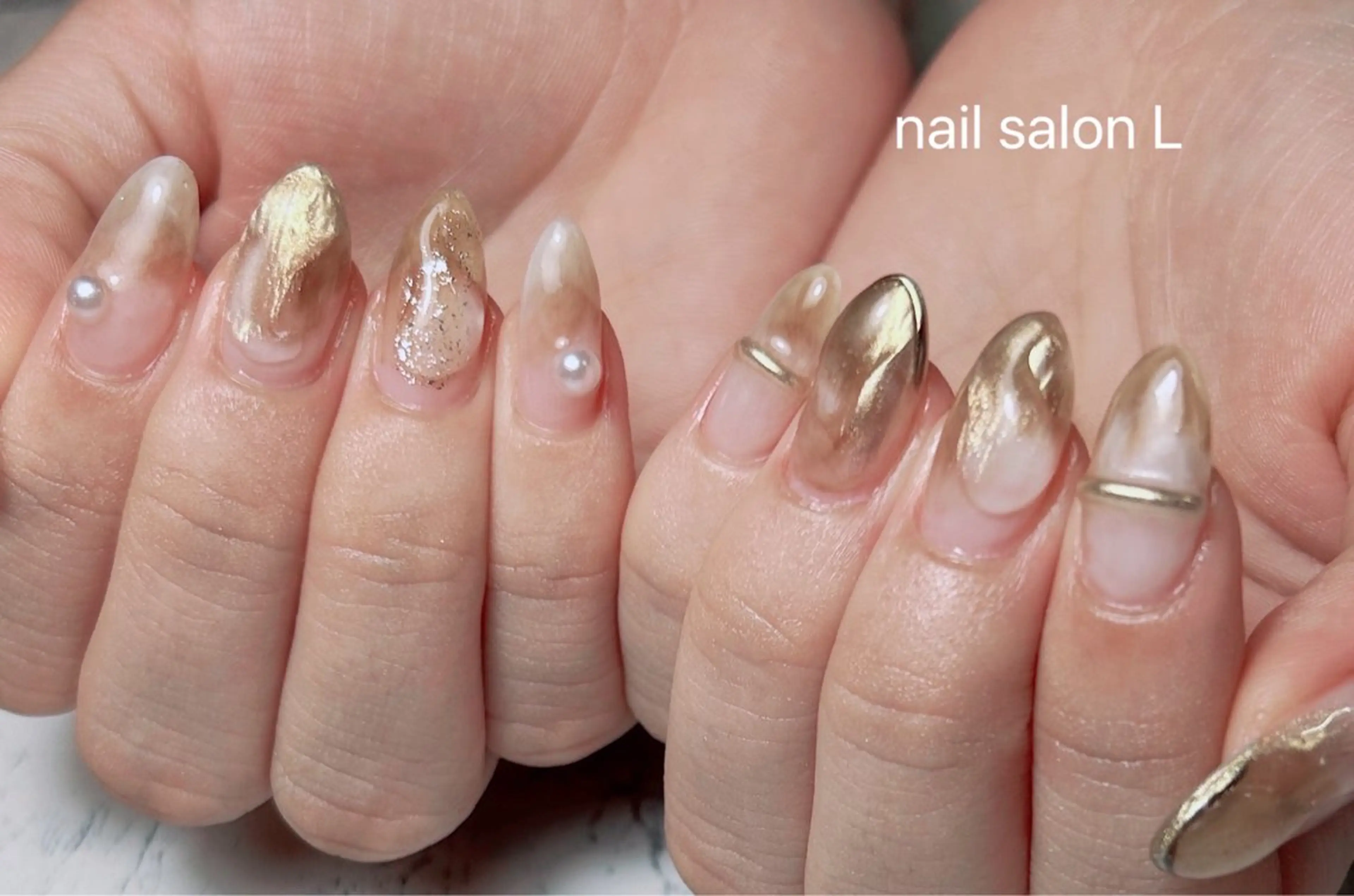 ネイル 持ち込み ニュアンスネイル ハンドネイル 吉川市 ネイルサロンLのネイルデザイン