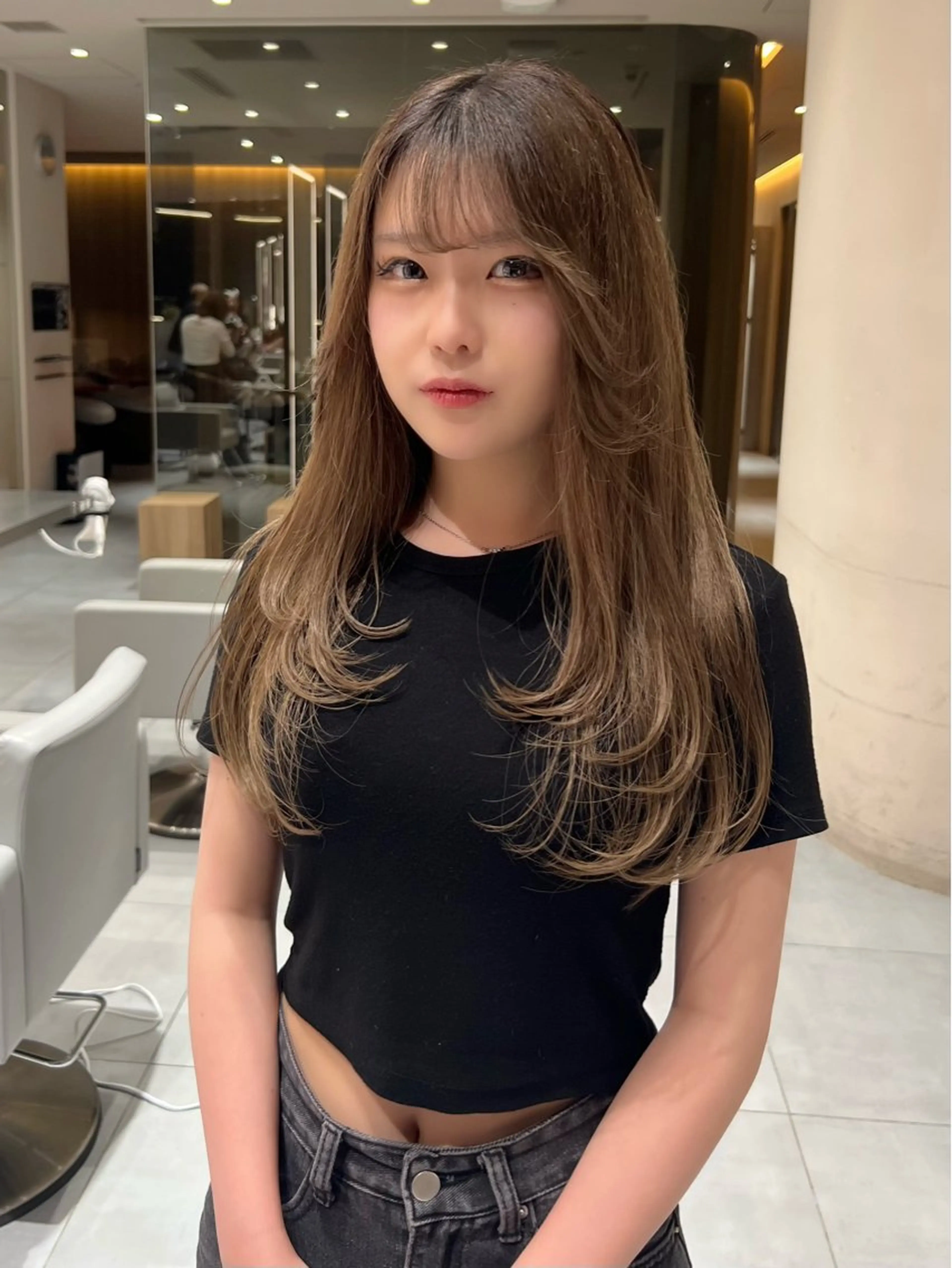 ロング カラー ベージュカラー レイヤーカット 似合わせカット ワンホンレイヤー minx shibuya smart saron所属・清水 翔太のヘアスタイル