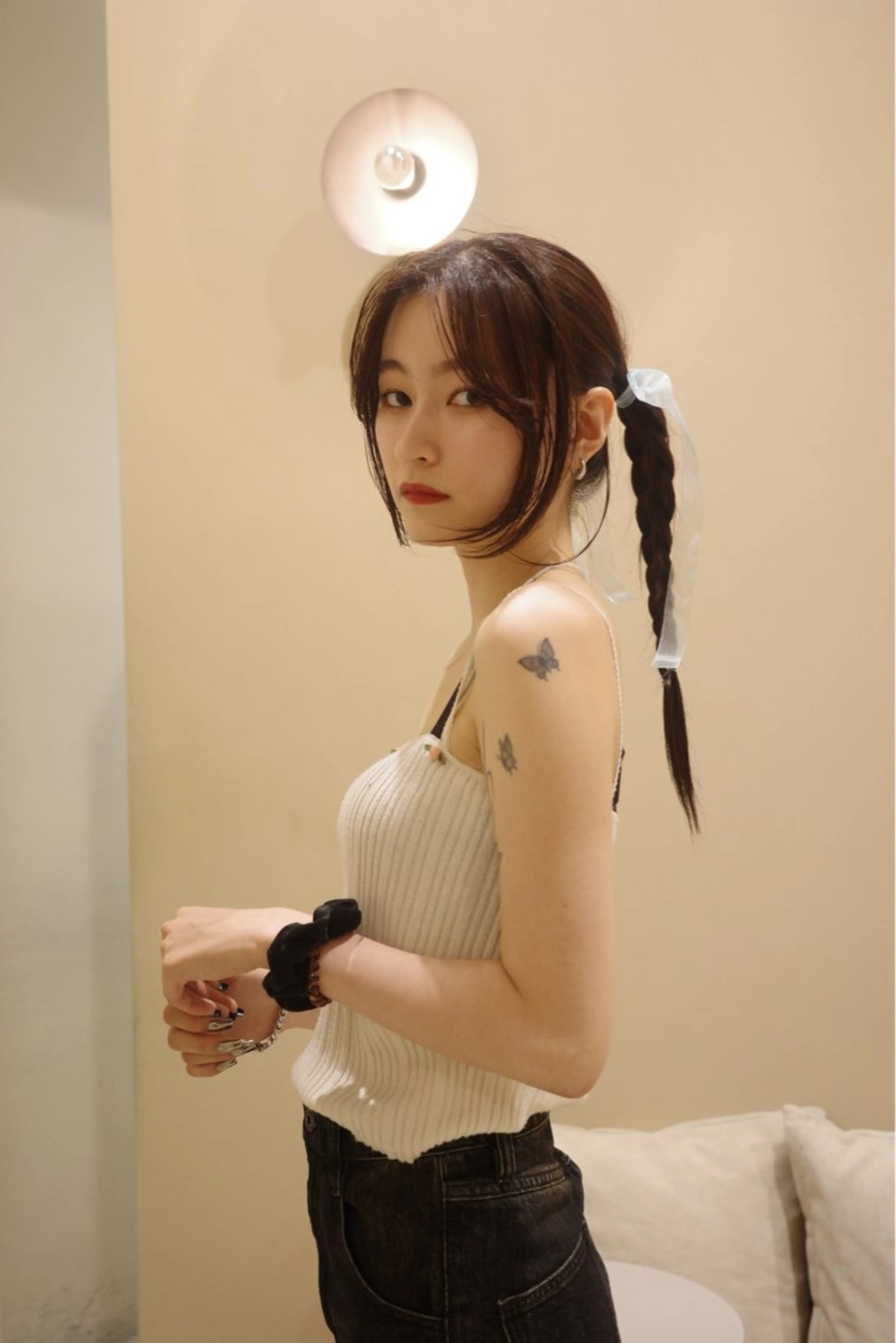 セミロング ヘアアレンジ レイヤーカット NERO加藤木麻彩のヘアスタイル