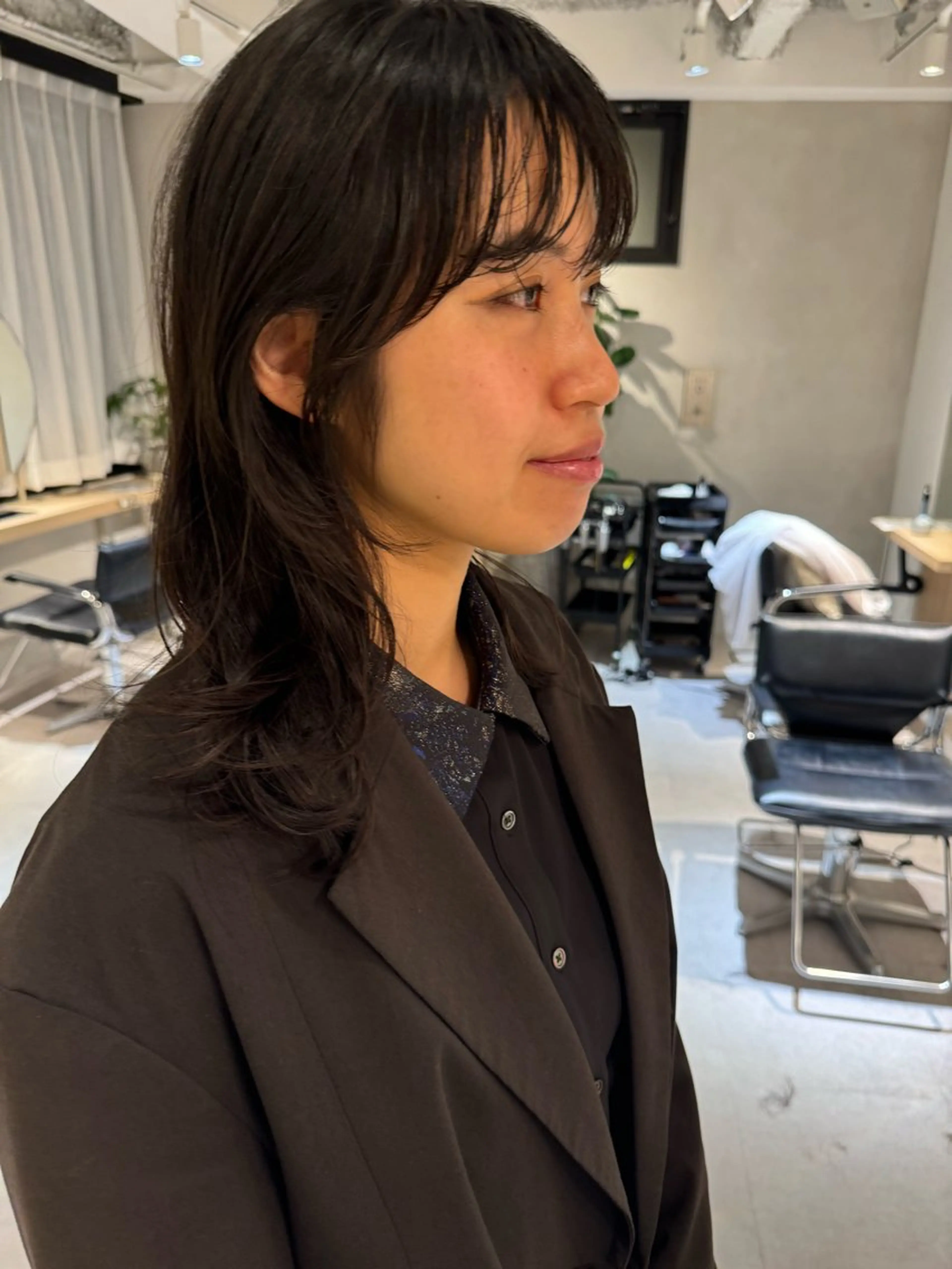 ミディアム ミディアムパーマ 透明感カラー/似合わ せカット/大島実加永のヘアスタイル