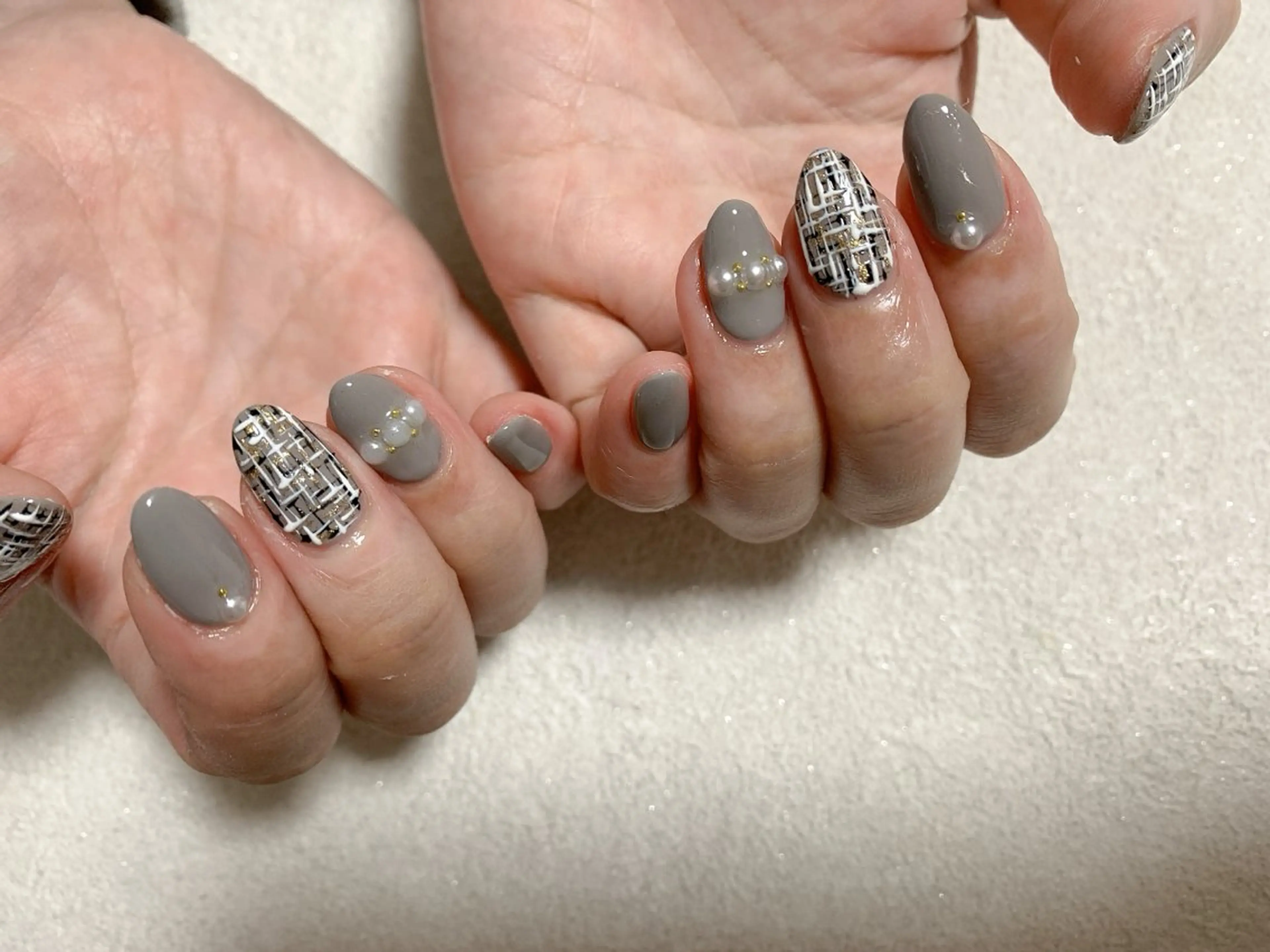 ネイル ジェルネイル 韓国ネイル メンズネイル パラジェル ツイードネイル kiki nail たまプラーザのネイルデザイン