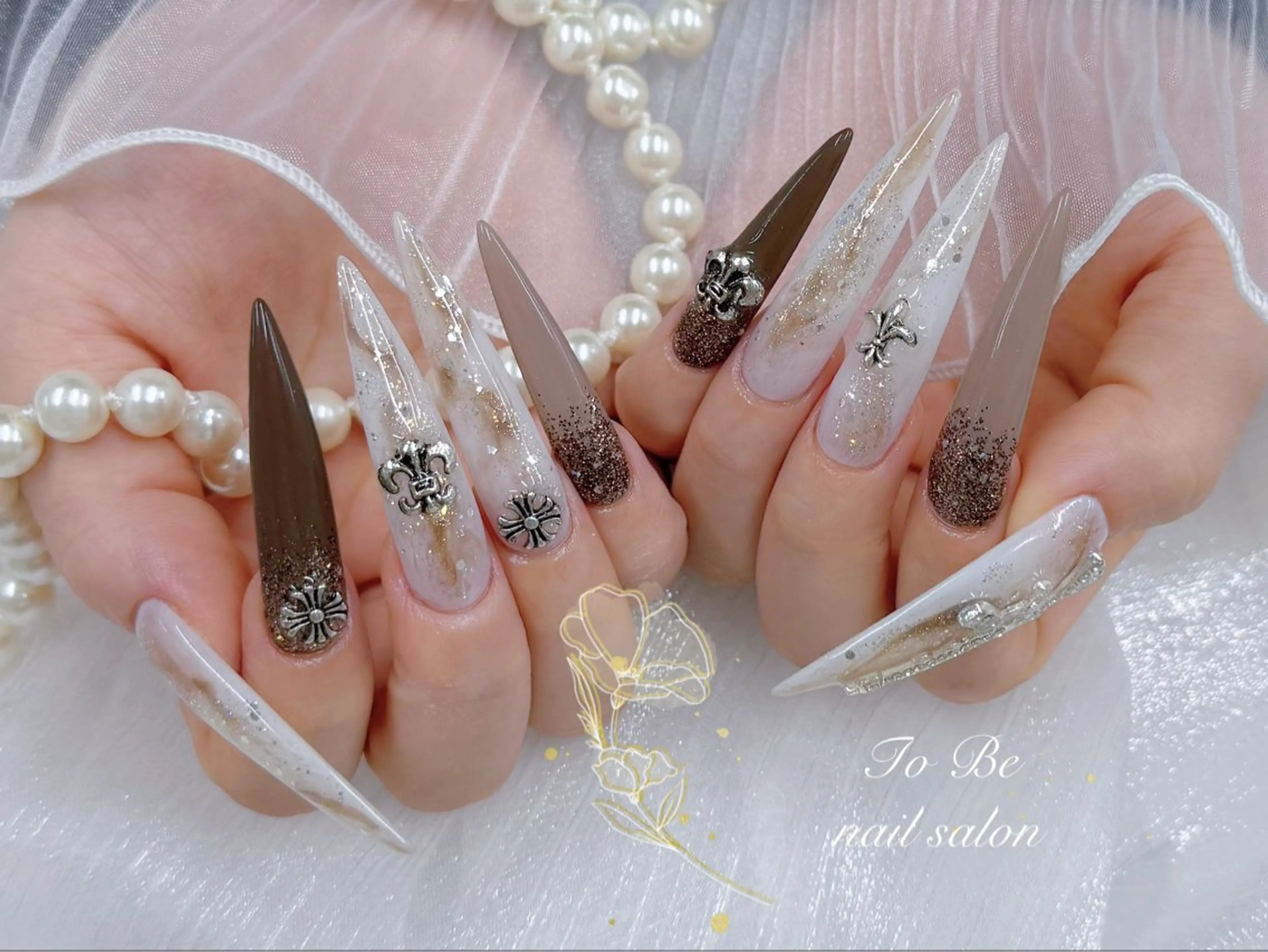 ロング ハンドネイル Nail Salon To Be珈月のネイルデザイン