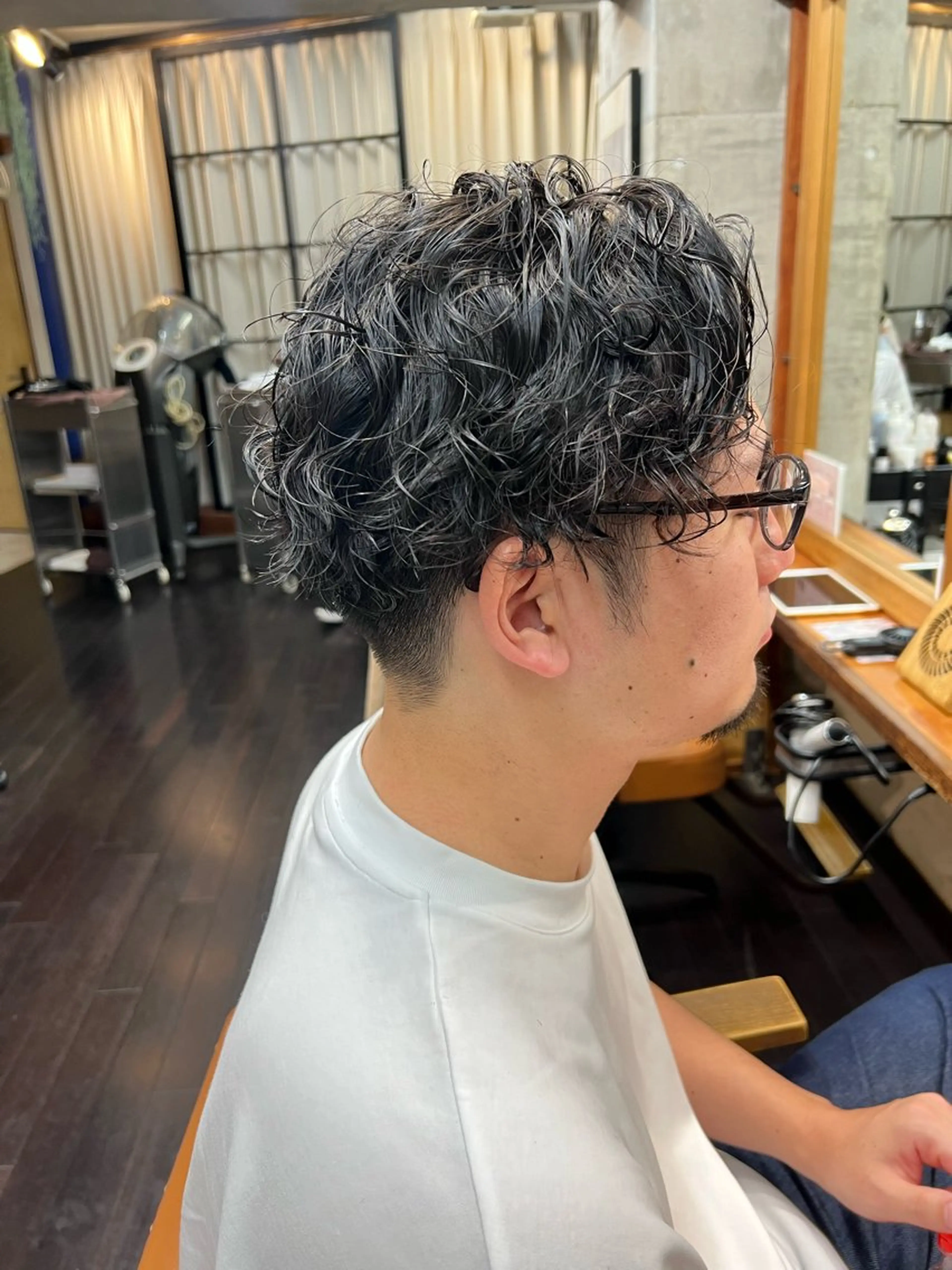 ショート パーマ メンズ カット パーマ 土田かほ/本日🈳 透明感カラー🍃のヘアスタイル