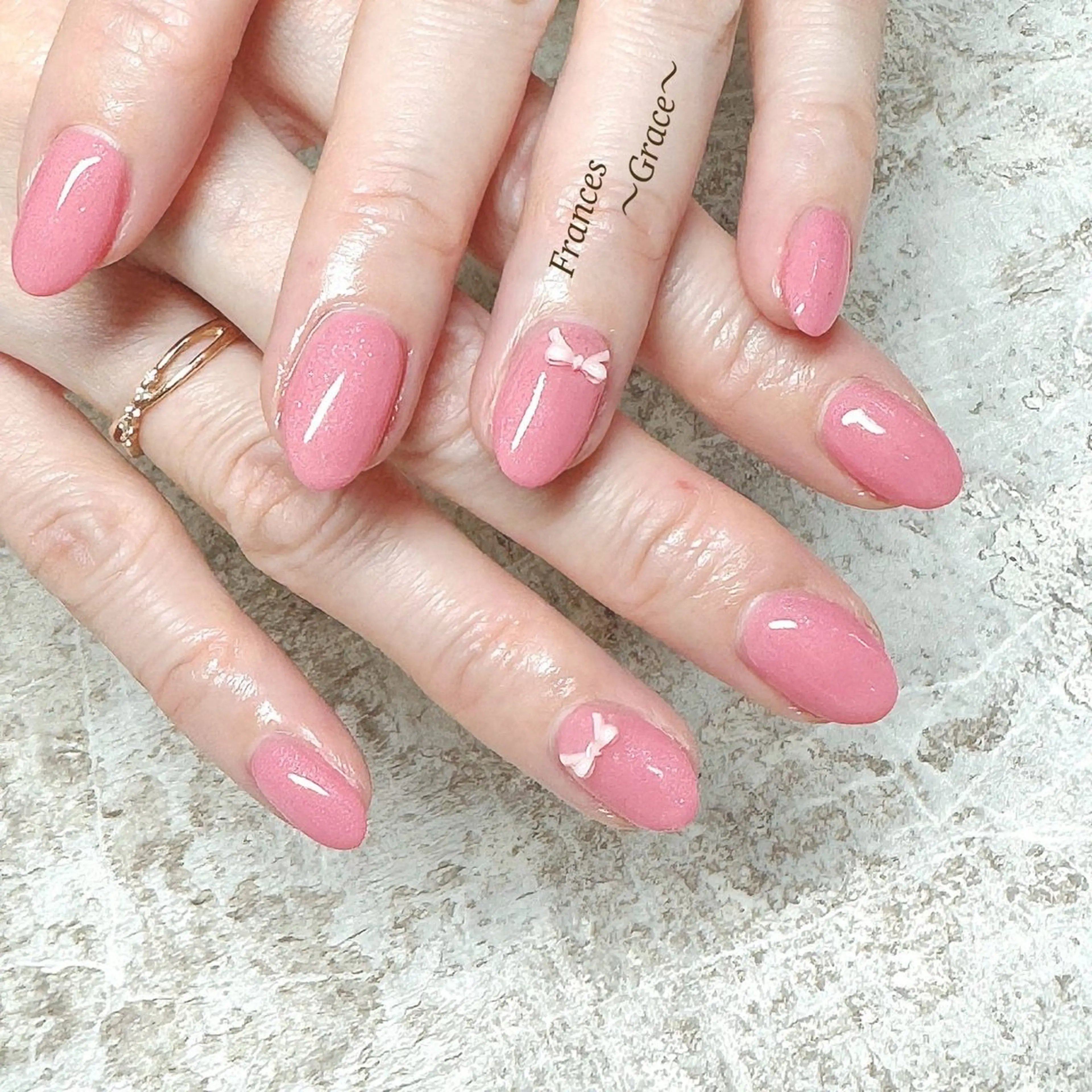 ネイル リボン ハンドネイル Frances〜 Grace〜babaのネイルデザイン