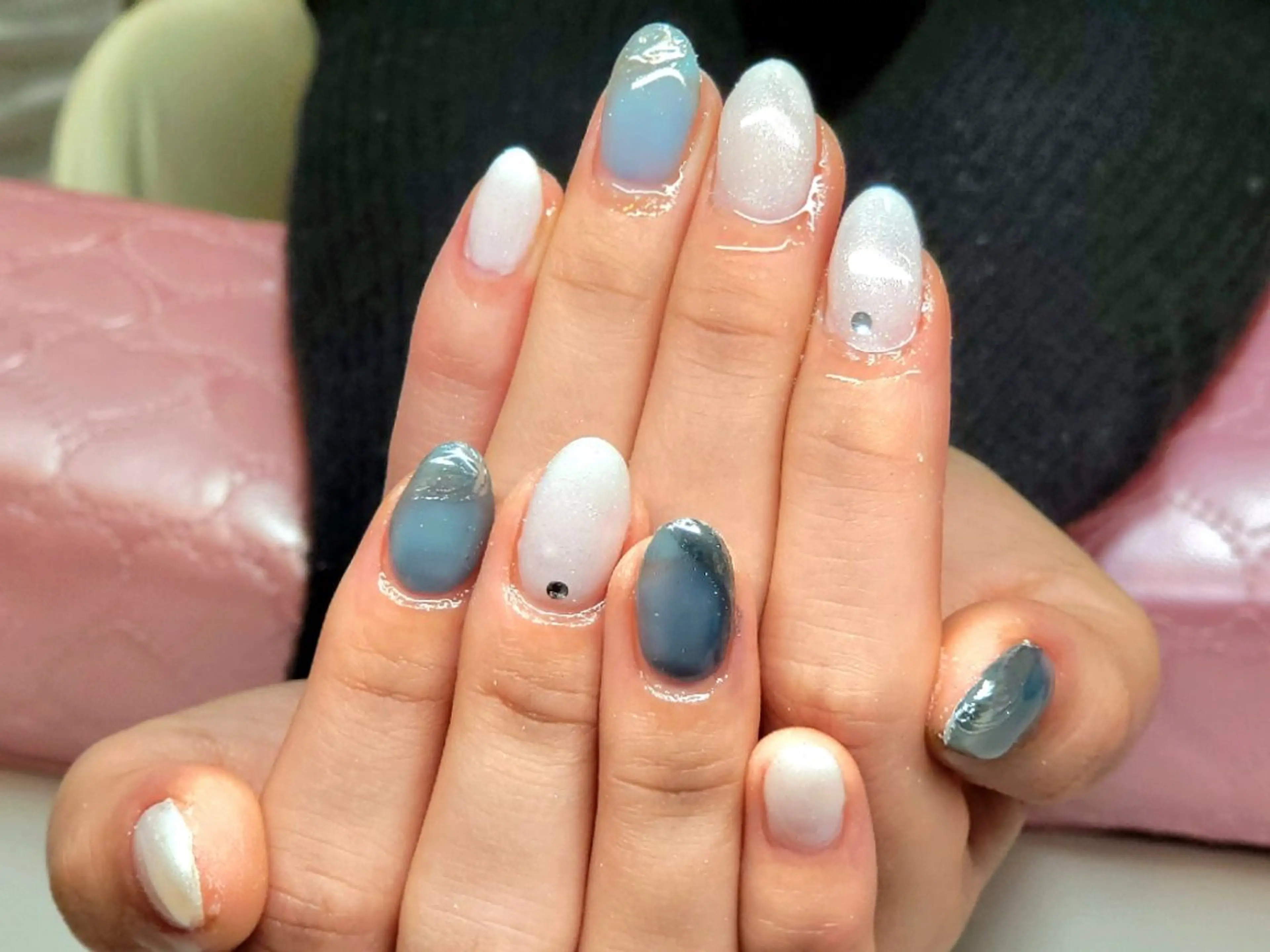 ネイル ブルー クリアネイル 心斎橋Salon Epokkuのネイルデザイン