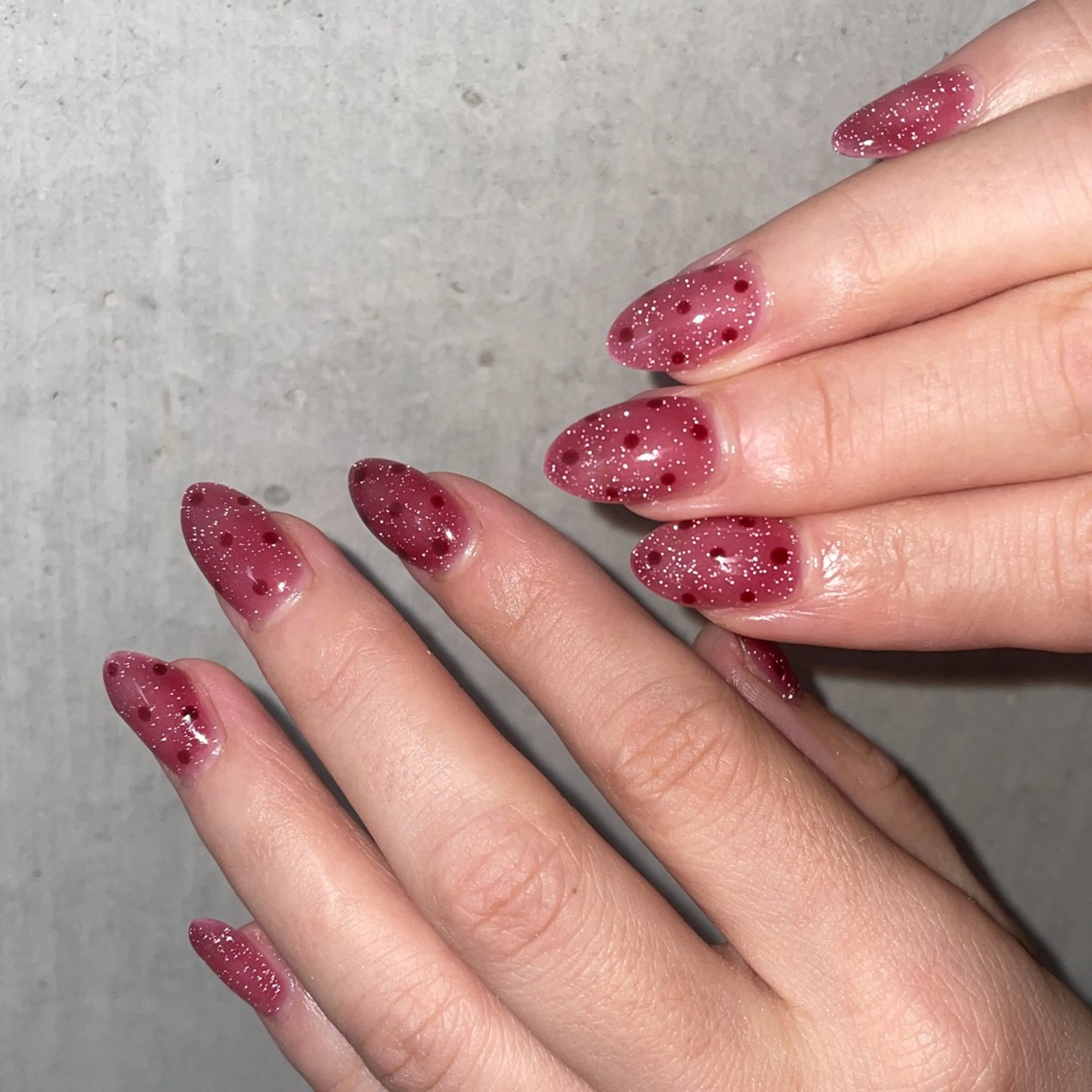 ネイル ドット 持ち込み ピンク パープル ハンドネイル LUNI 久屋大通 ˚✧₊⁎/ yuriのネイルデザイン