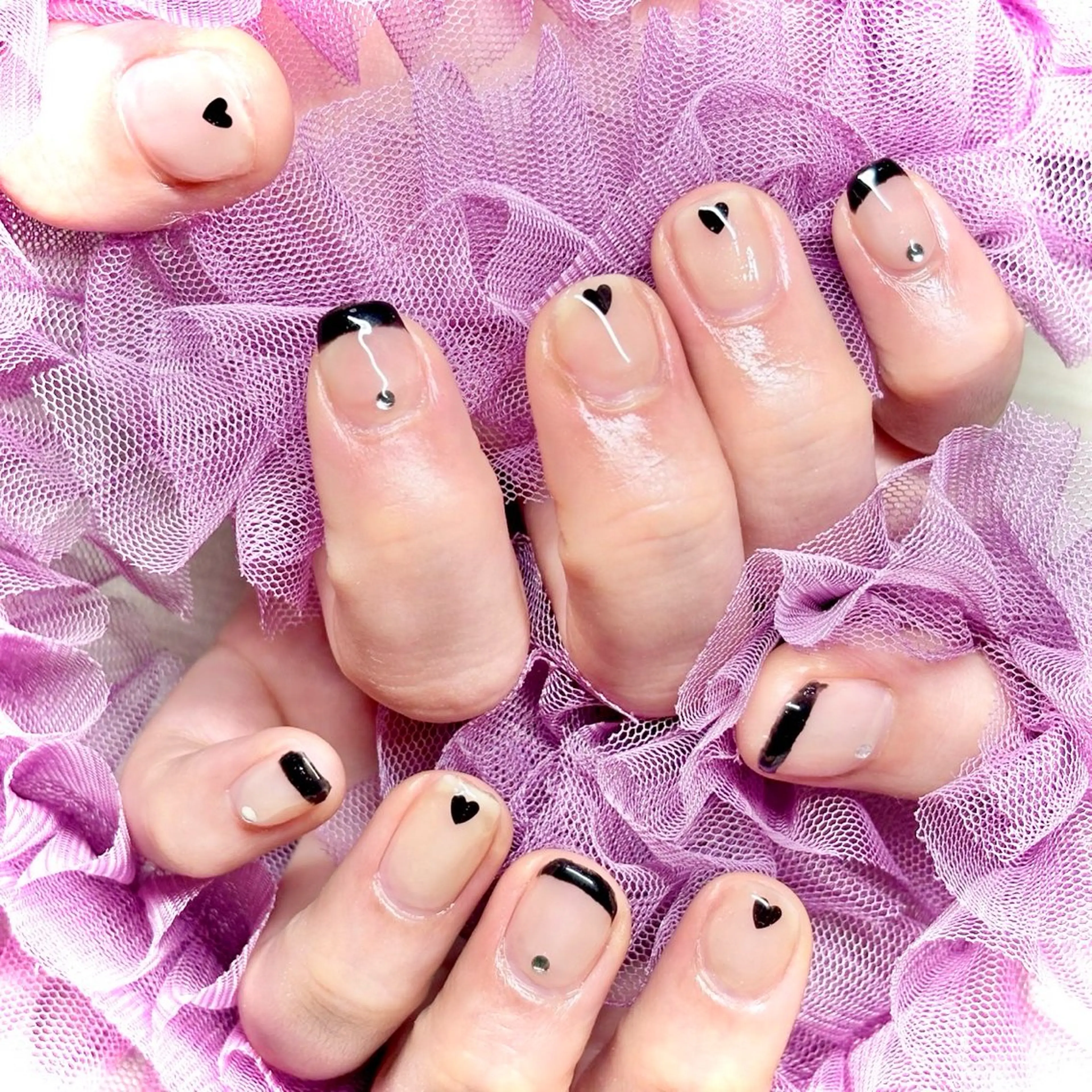 ネイル ハート 韓国ネイル ピンク ワンホンネイル miminon 自宅ネイルサロンのネイルデザイン