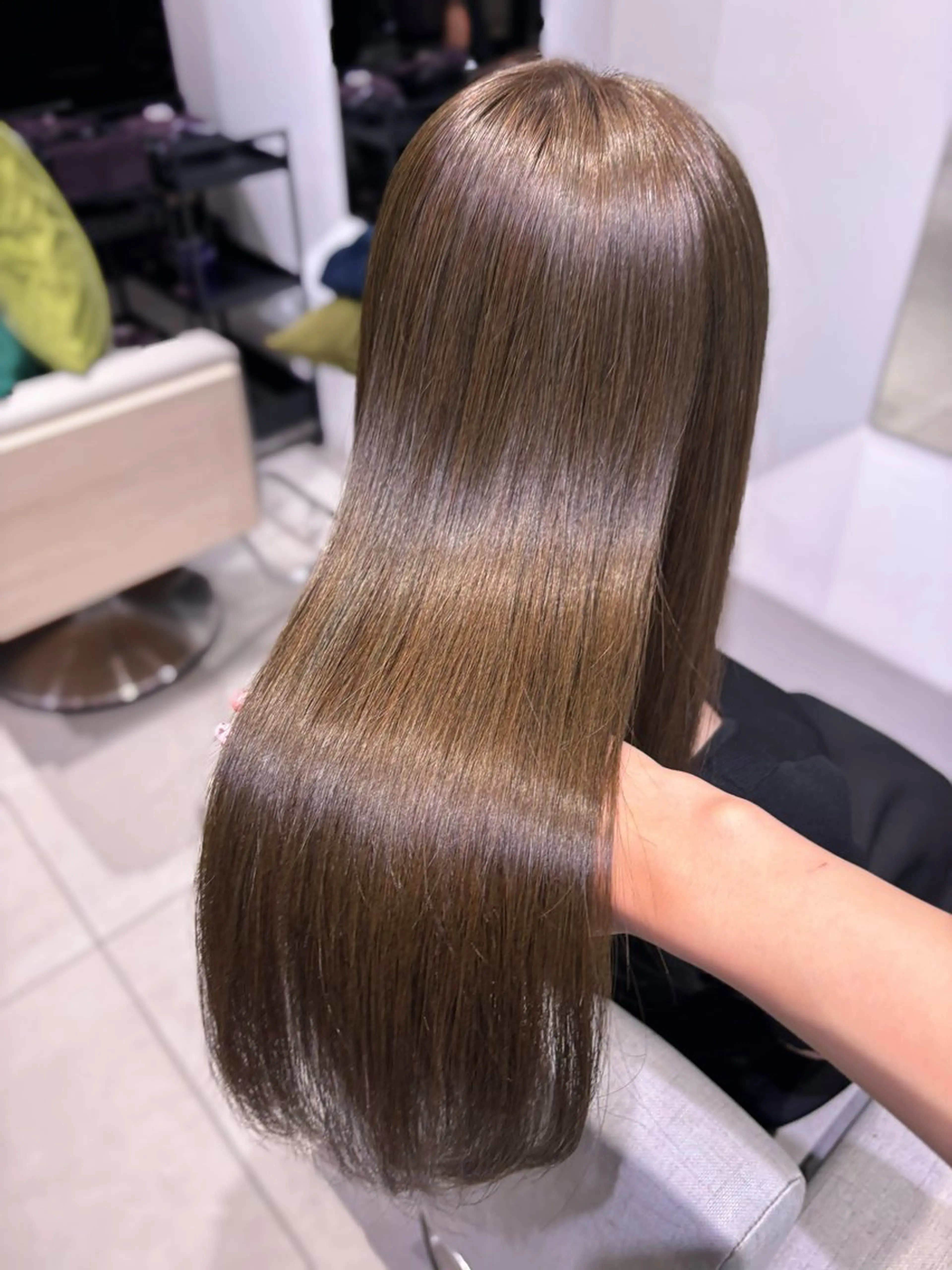 ロング カラー ベージュカラー ブリーチ ブラウンカラー 韓国風カラー ブリーチなしカラー ヘアカラー トリートメント 銀座/韓国レイヤー/ 艶カラー🍓原田侑依のヘアスタイル