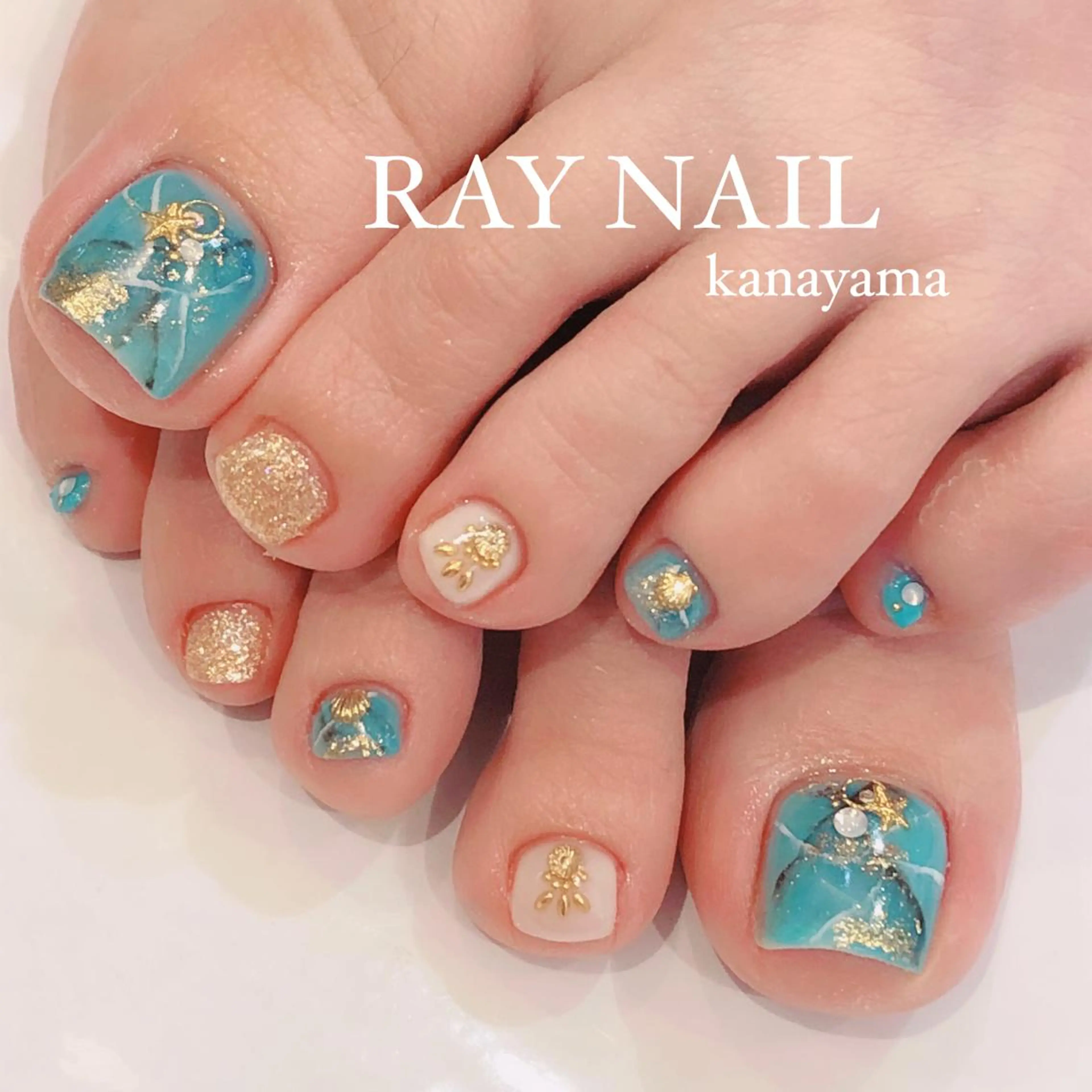 ネイル 大理石ネイル(マーブル) フットネイル Arowa 伊田のネイルデザイン