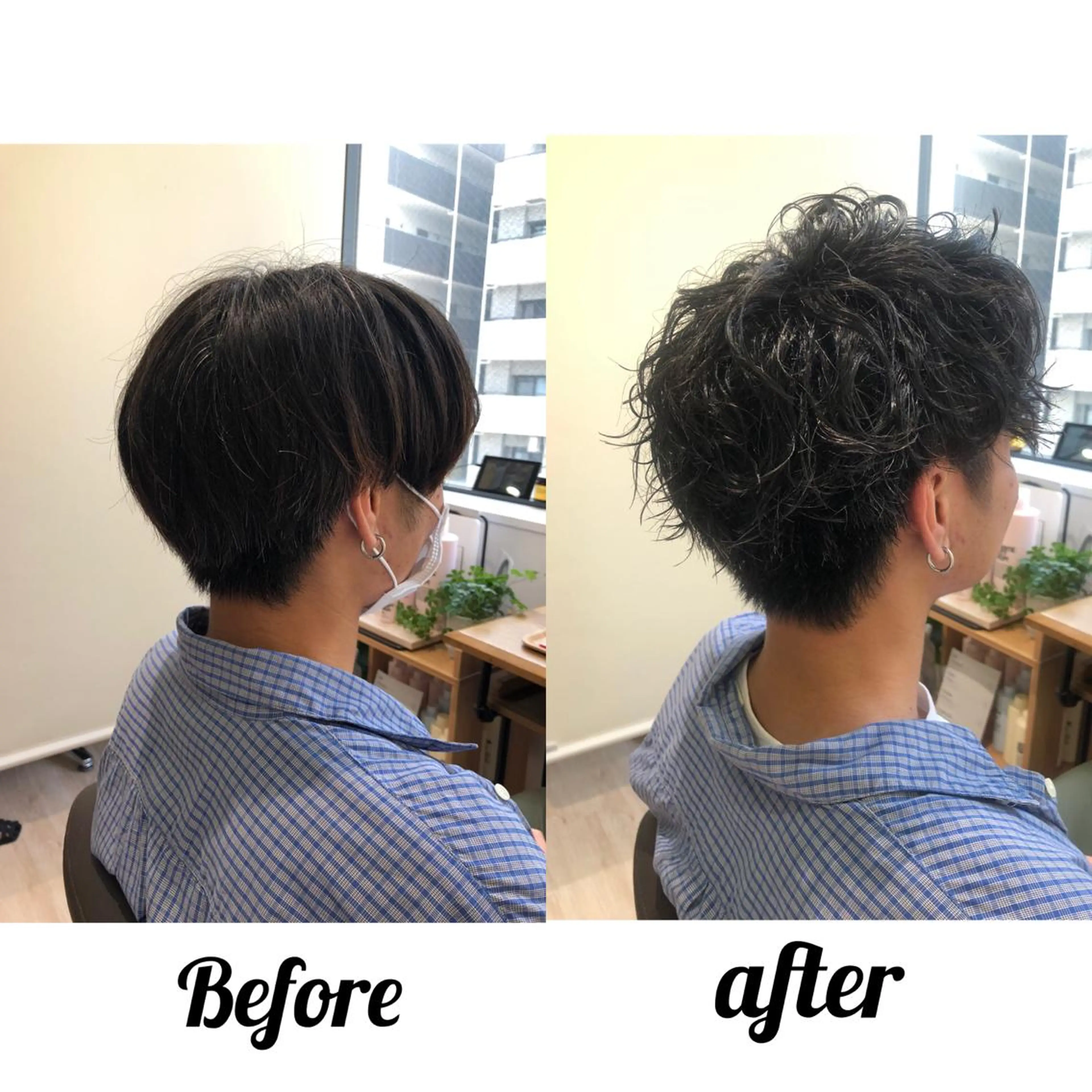 カラー パーマ メンズ 関西センターパート メンズモデル募集のヘアスタイル
