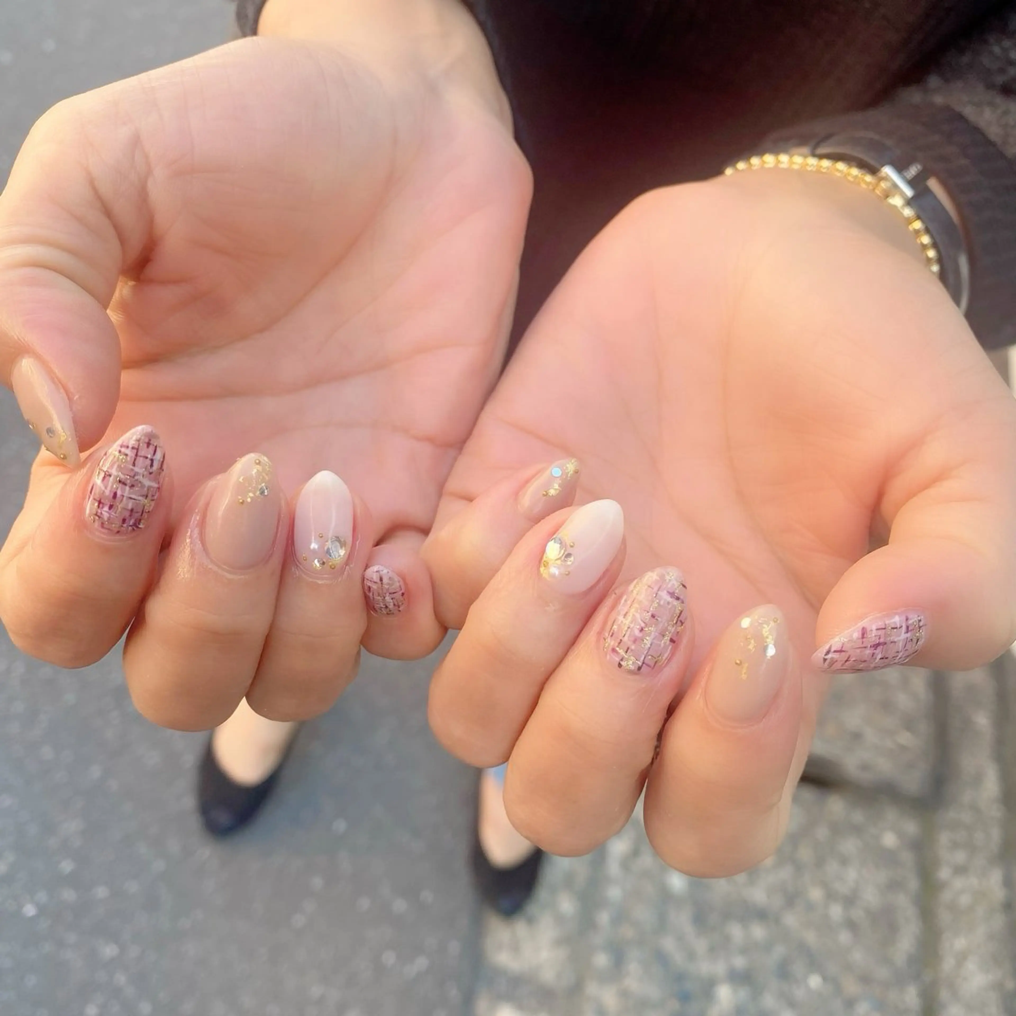 ネイル ツイードネイル 冬ネイル ハンドネイル Salon Ｋのネイルデザイン