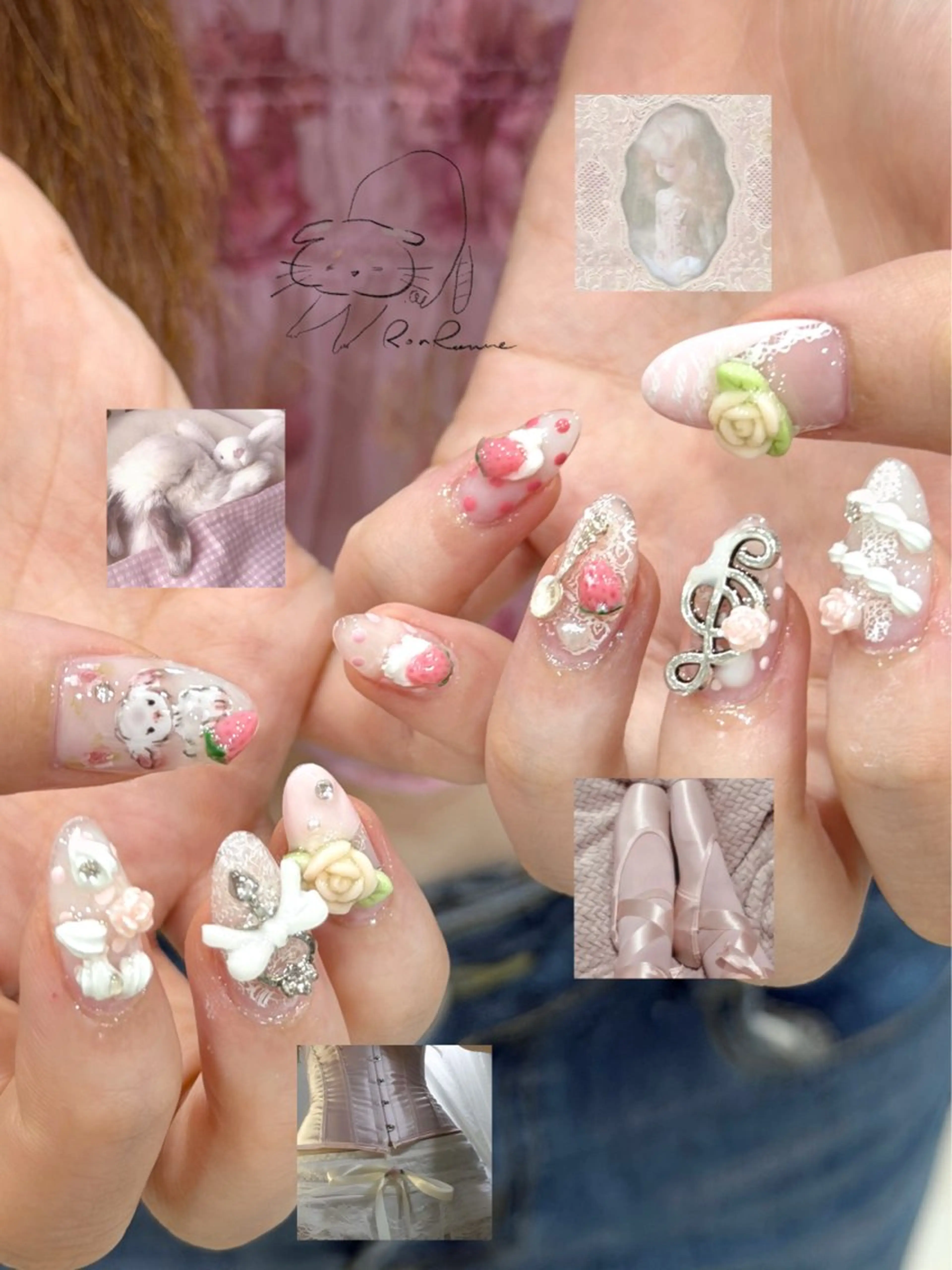 ネイル オーロラネイル 長さ出し フレンチネイル ジェルネイル ミラーネイル ハンドネイル ronronne .のネイルデザイン