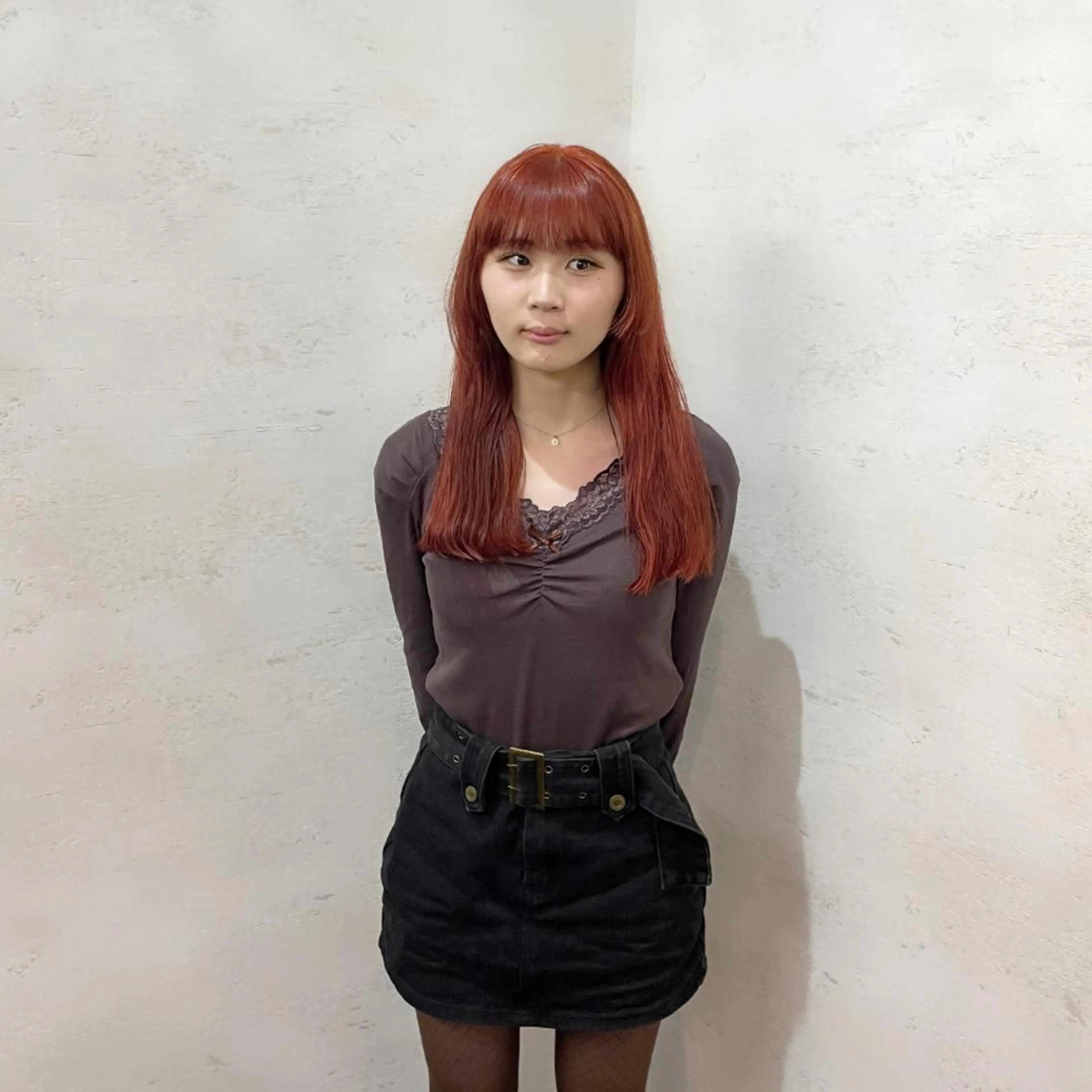 セミロング カラー オレンジ 阿部 大陽のヘアスタイル