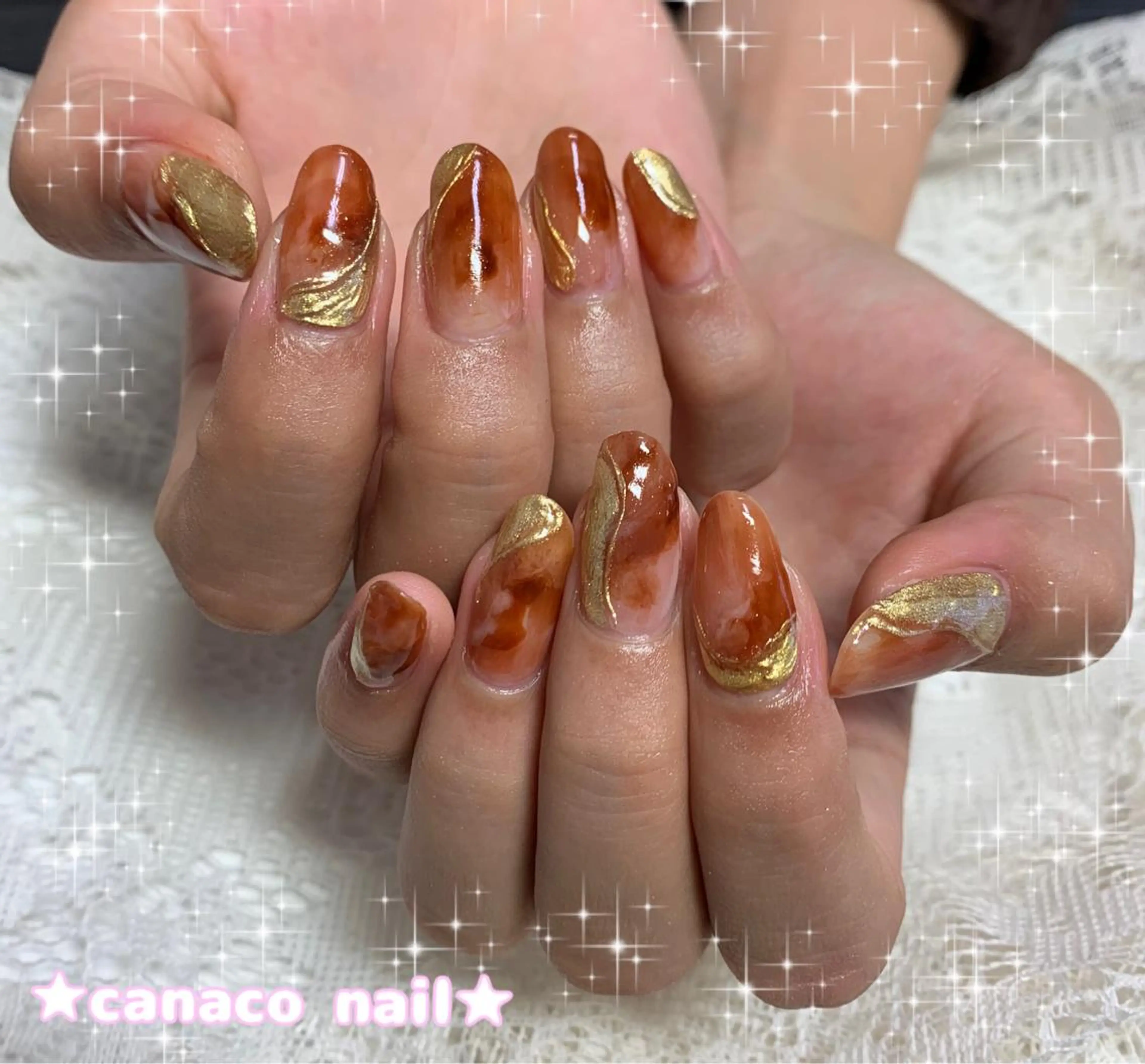 ネイル アートネイル べっ甲ネイル ブラウン ジェルネイル ミラーネイル ハンドネイル ハンドケア ベテランネイル cnc nailのネイルデザイン