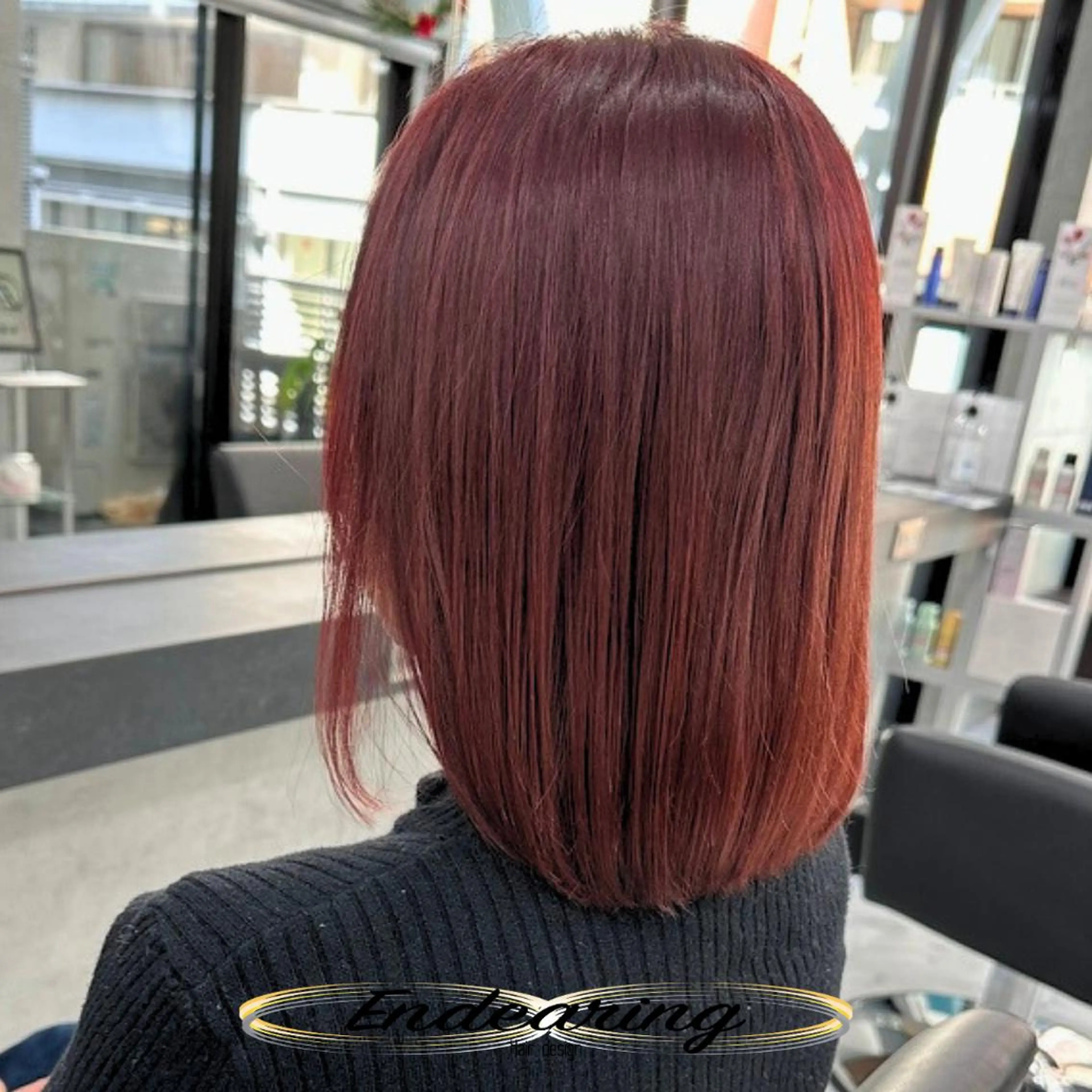 カラー ブリーチ レッドカラー ヘアカラー Endearing 銀座/レイヤーカットのヘアスタイル