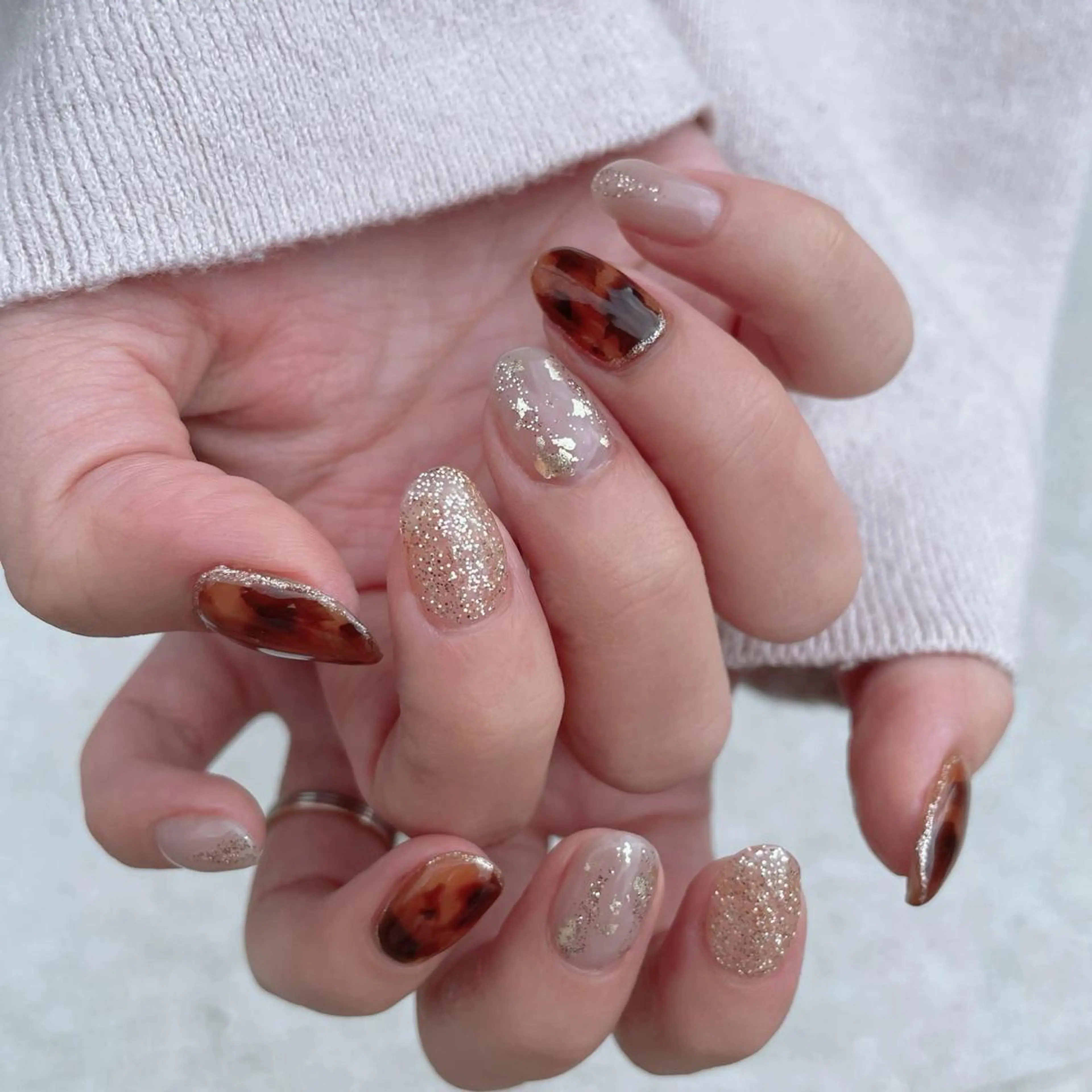 ネイル べっ甲ネイル キラキラネイル yuu nailのネイルデザイン