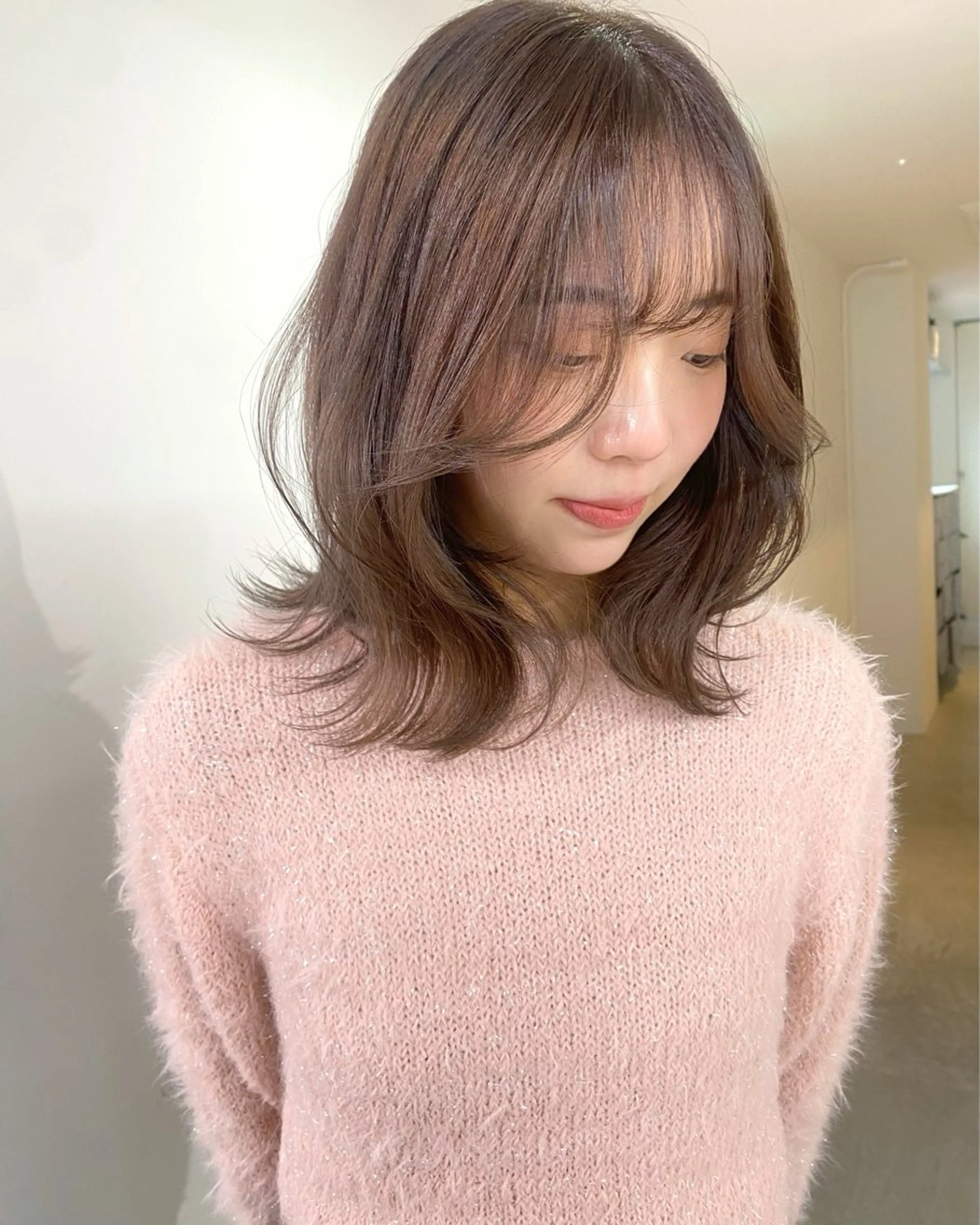 カラー ベージュカラー 黒髪 ブリーチ 透明感カラー ダブルカラー ヘアカラー mizuki/ピンク ベージュ.レイヤーのヘアスタイル