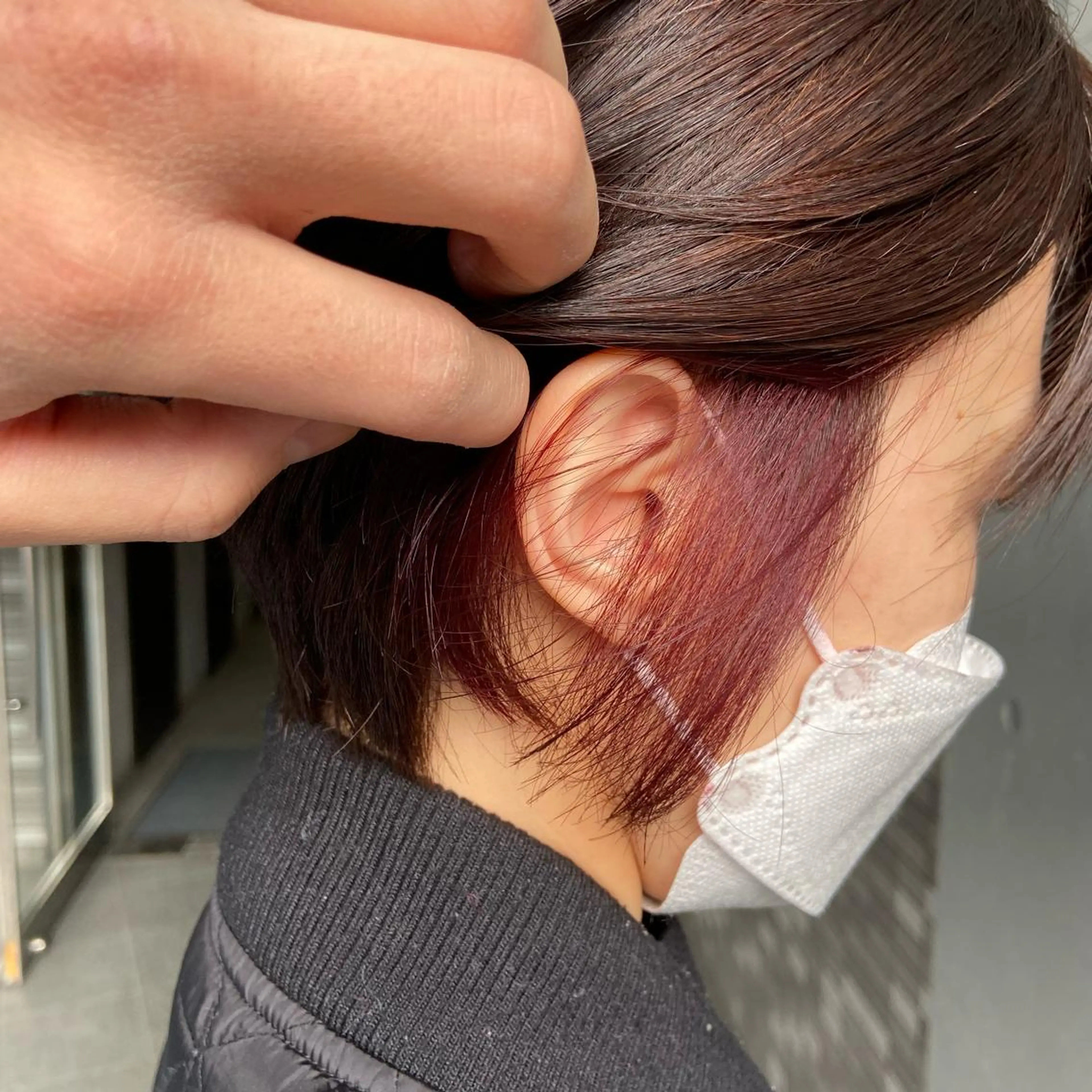 ショート カラー アッシュ イヤリングカラー ピンクカラー カット ヘアカラー 大人かわいいインナー カラー/菊池柊真🎨のヘアスタイル