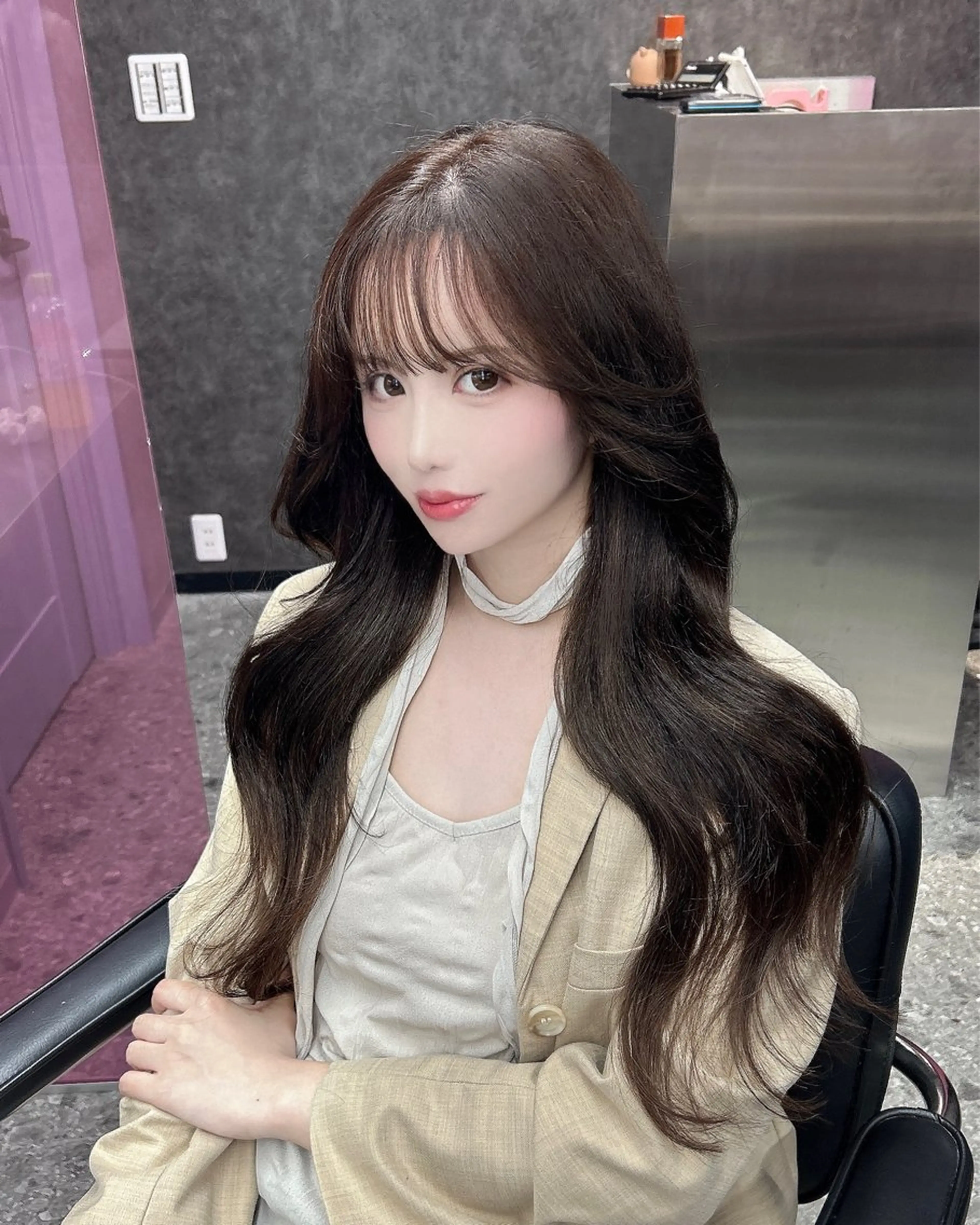 ロング カラー ブラウンカラー エクステ ヘアカラー エクステ nanaka 🤍韓国ワンホンヘアのヘアスタイル