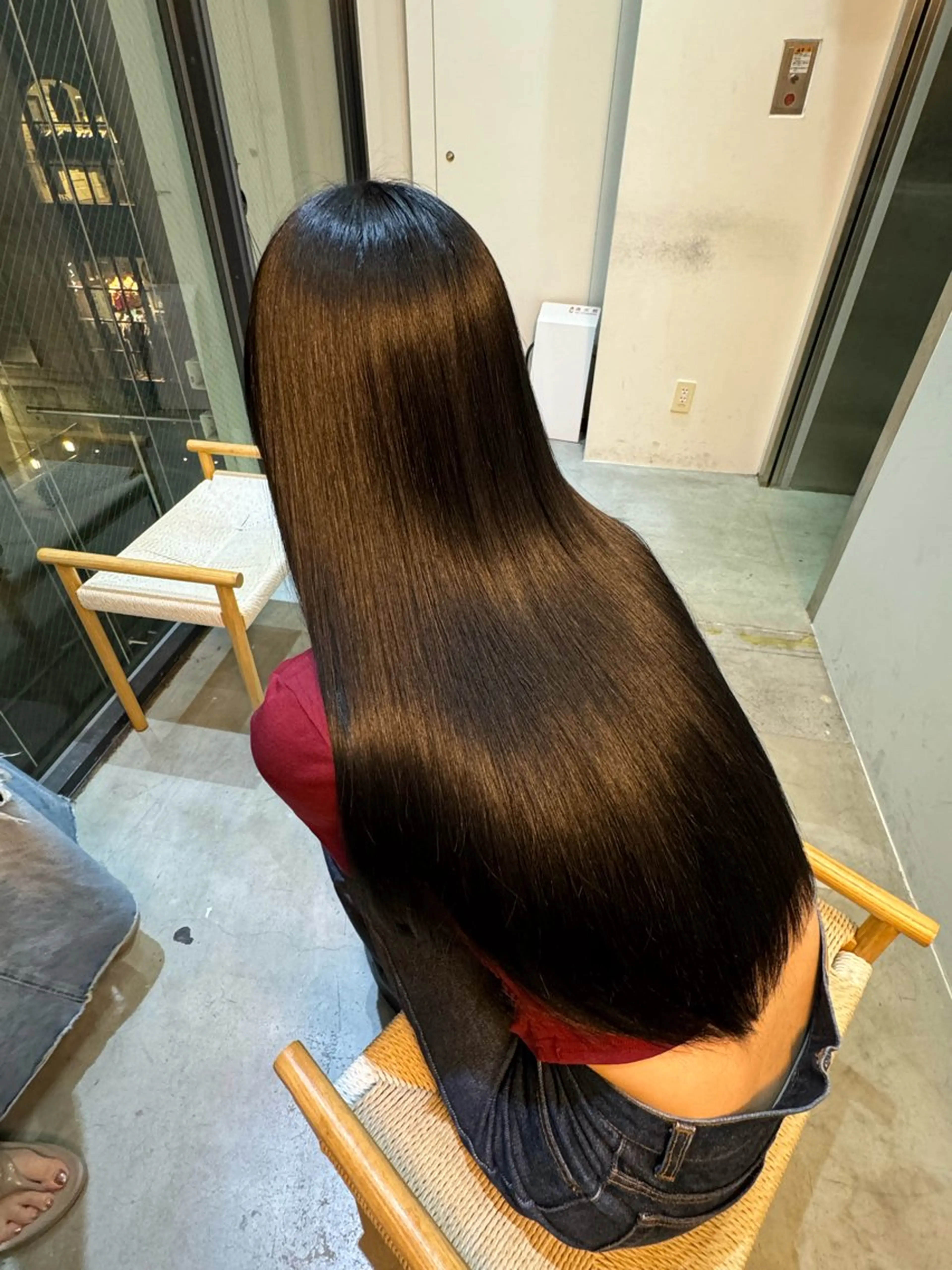 ロング カット ヘアカラー 縮毛矯正 トリートメント 艶感カラー/縮毛矯正 髪質改善/三ツ木一生のヘアスタイル