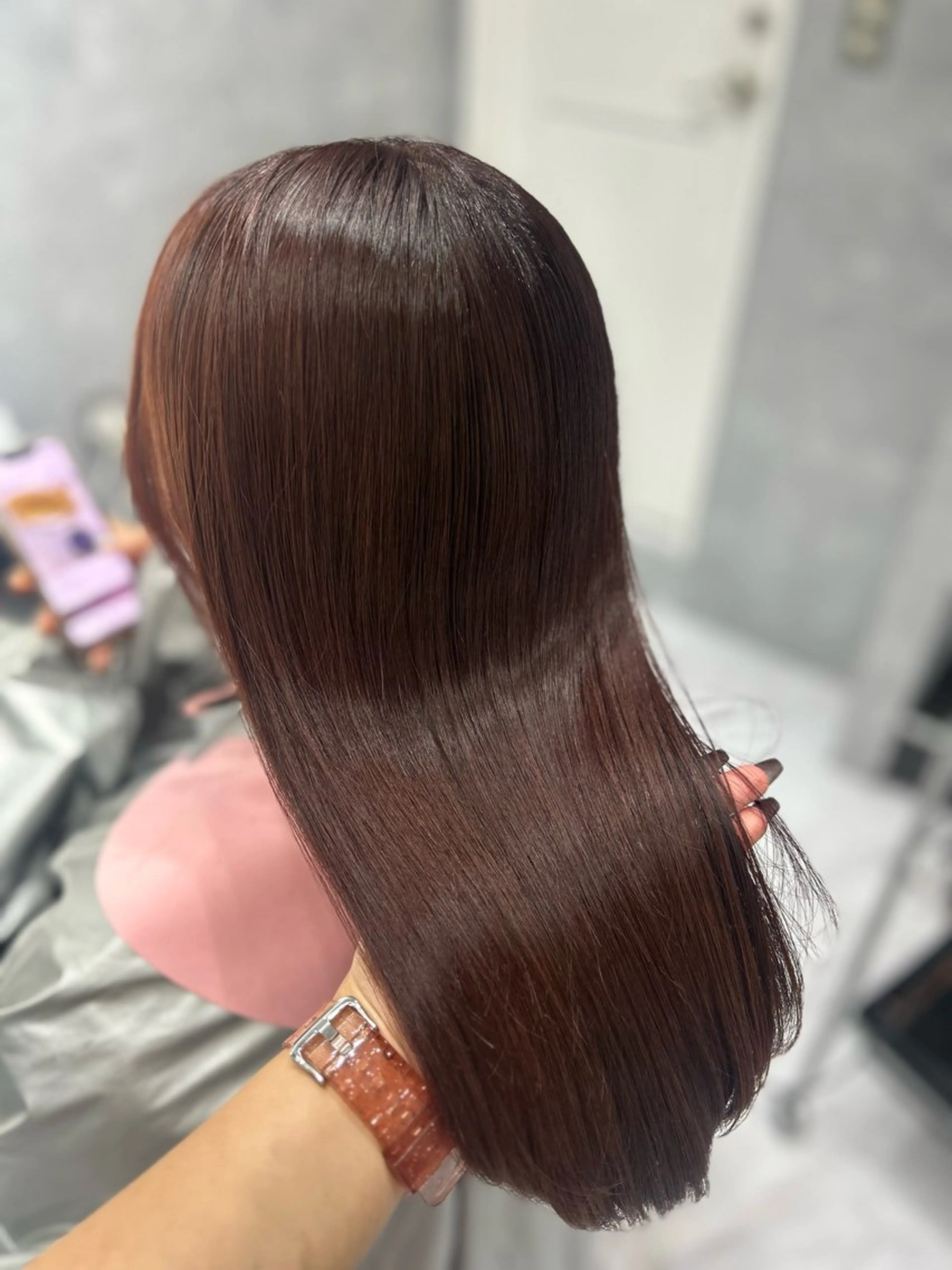 ロング ピンクブラウン トリートメント 森下 ゆきなのヘアスタイル